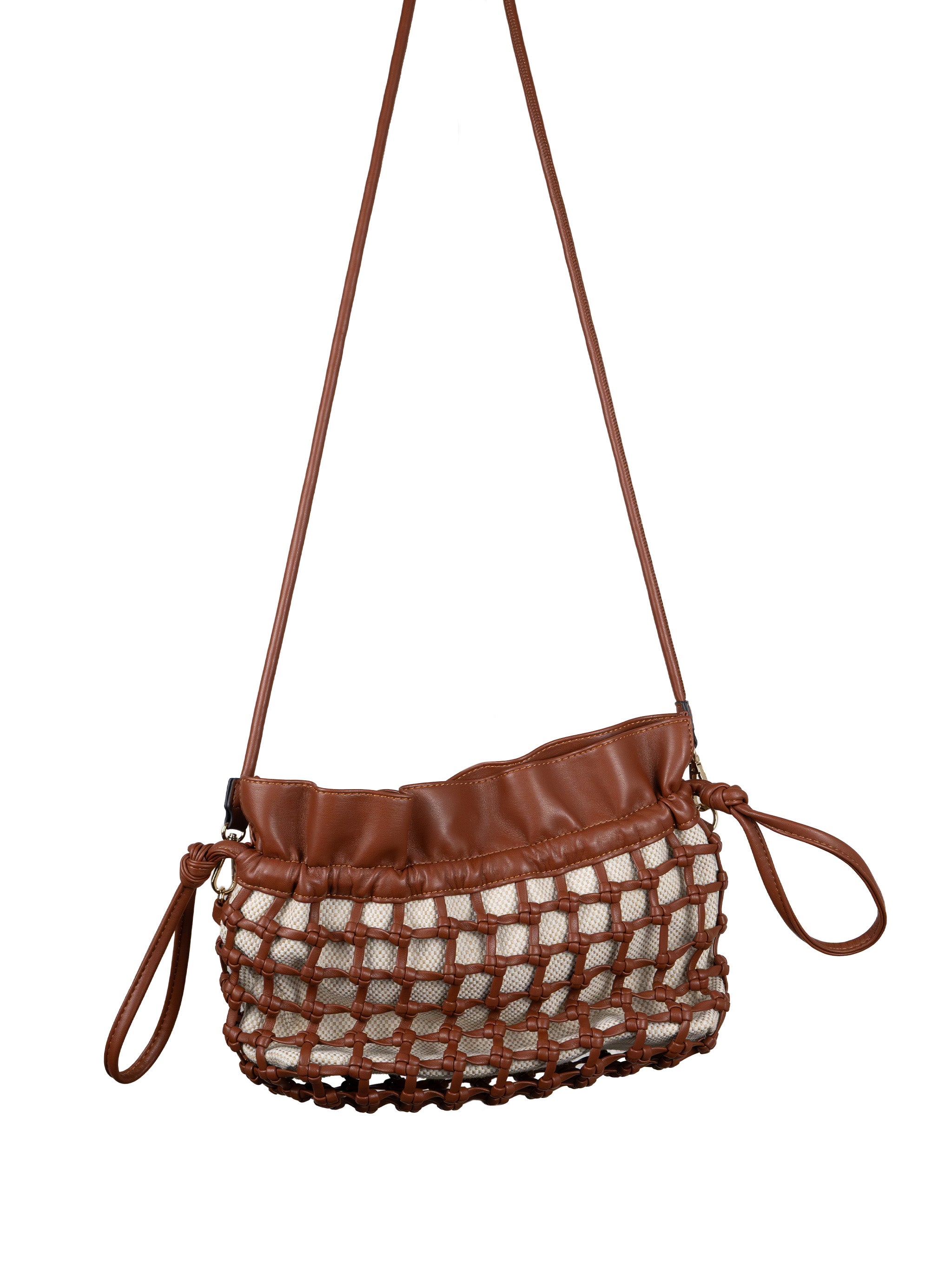 BROWN MESH BUCKET BAG