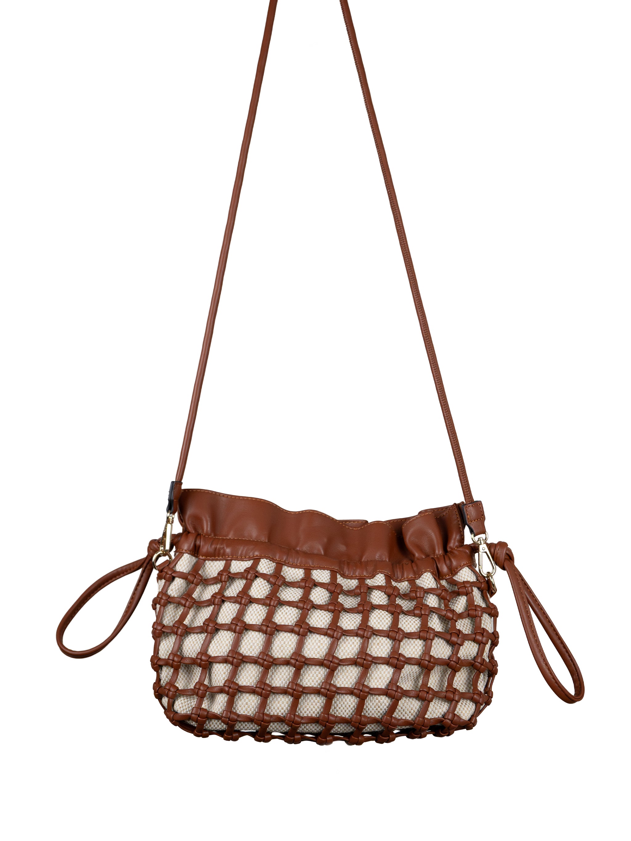 BROWN MESH BUCKET BAG