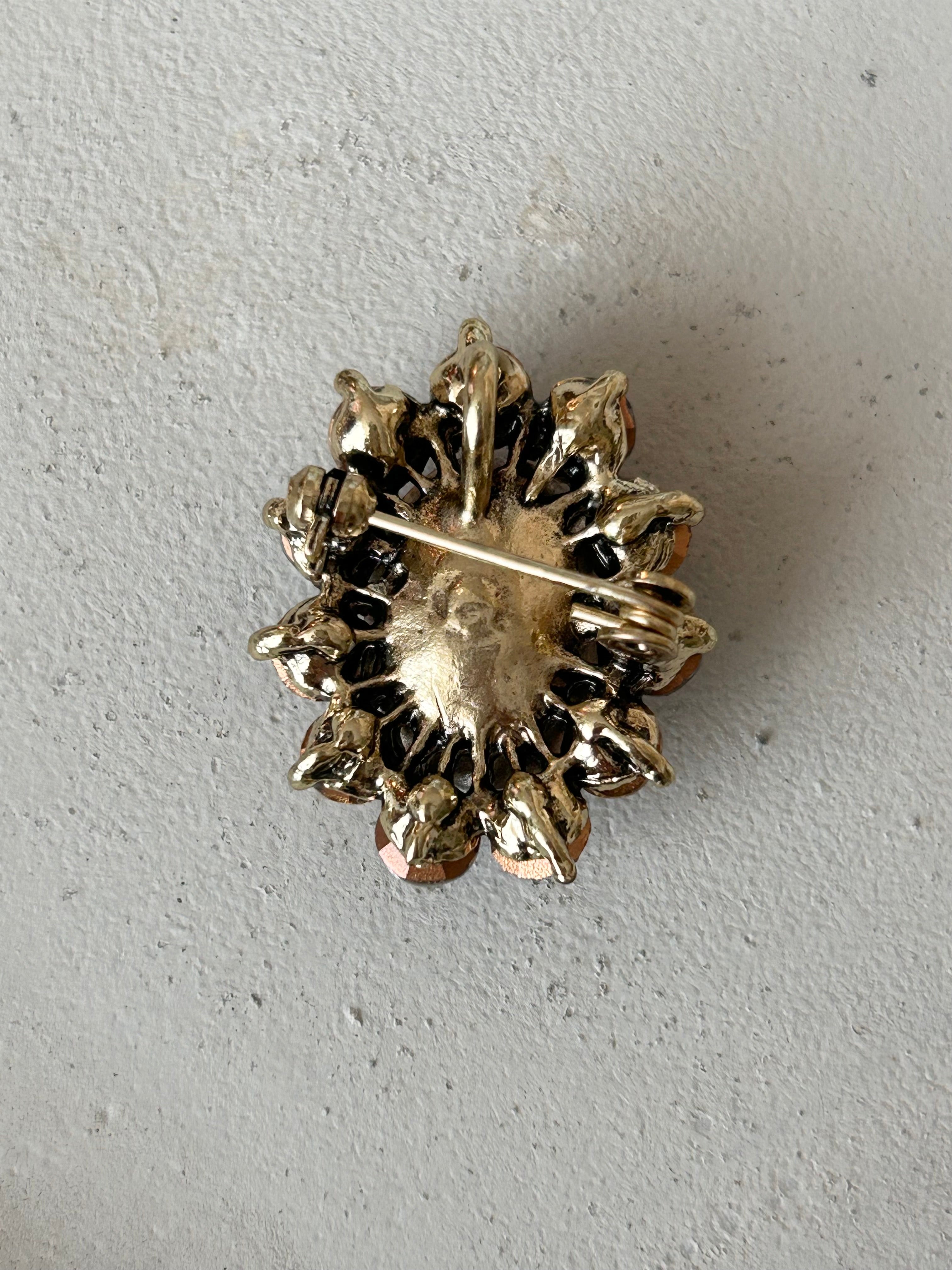 Aurora crystal flower brooch -