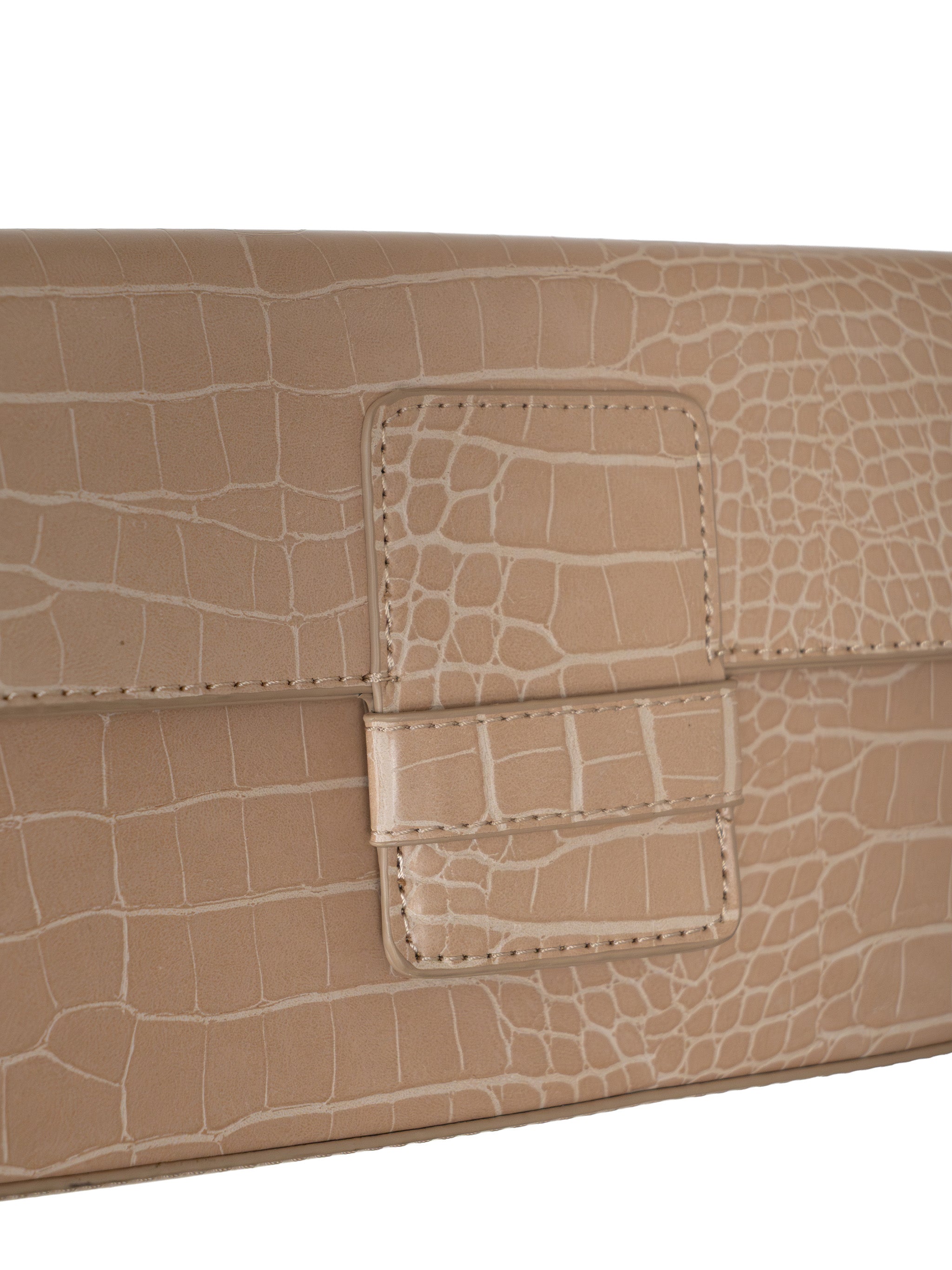 CROCO BUCKLE LEATHER SHOULDER BAG