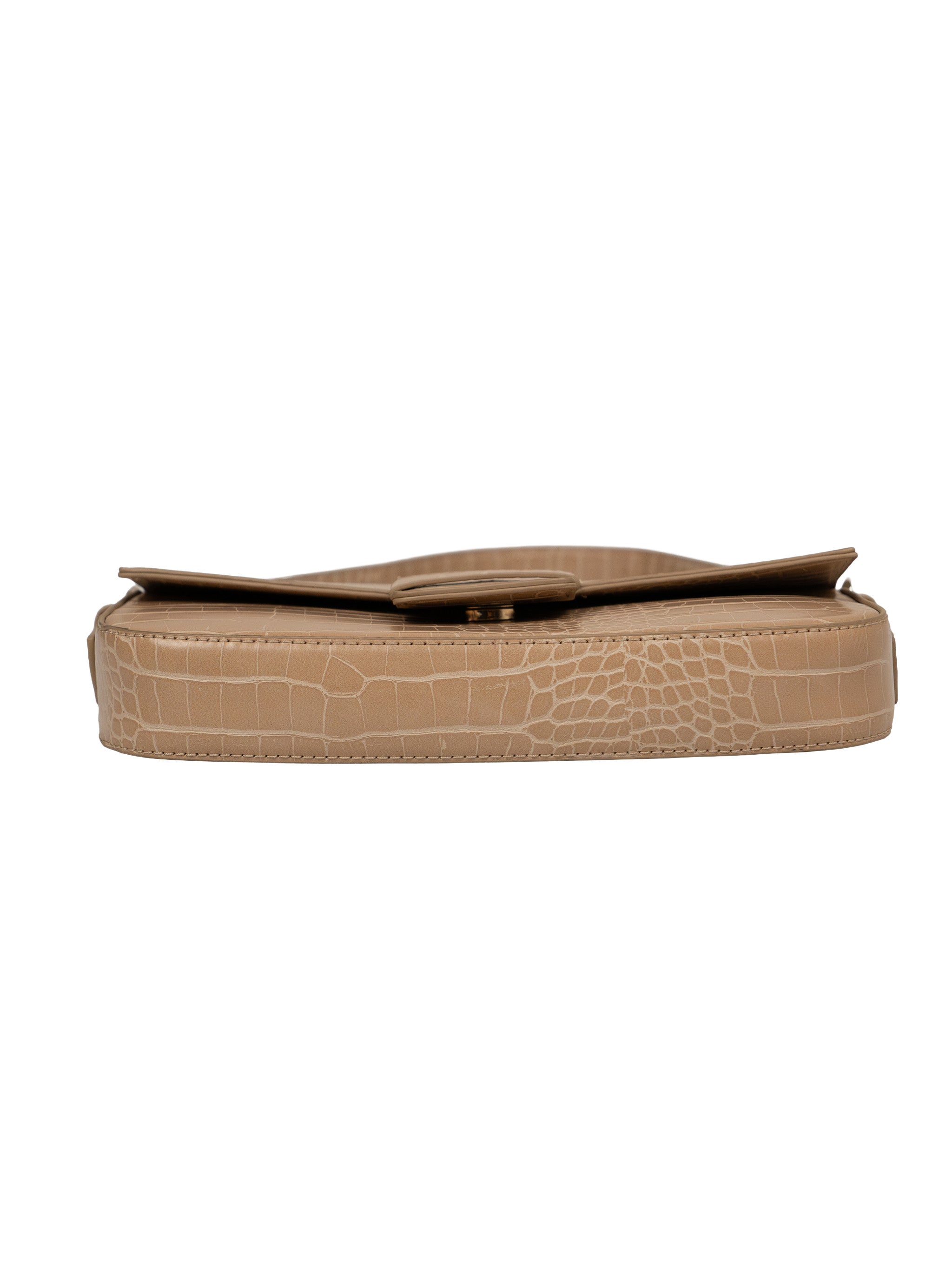 CROCO BUCKLE LEATHER SHOULDER BAG