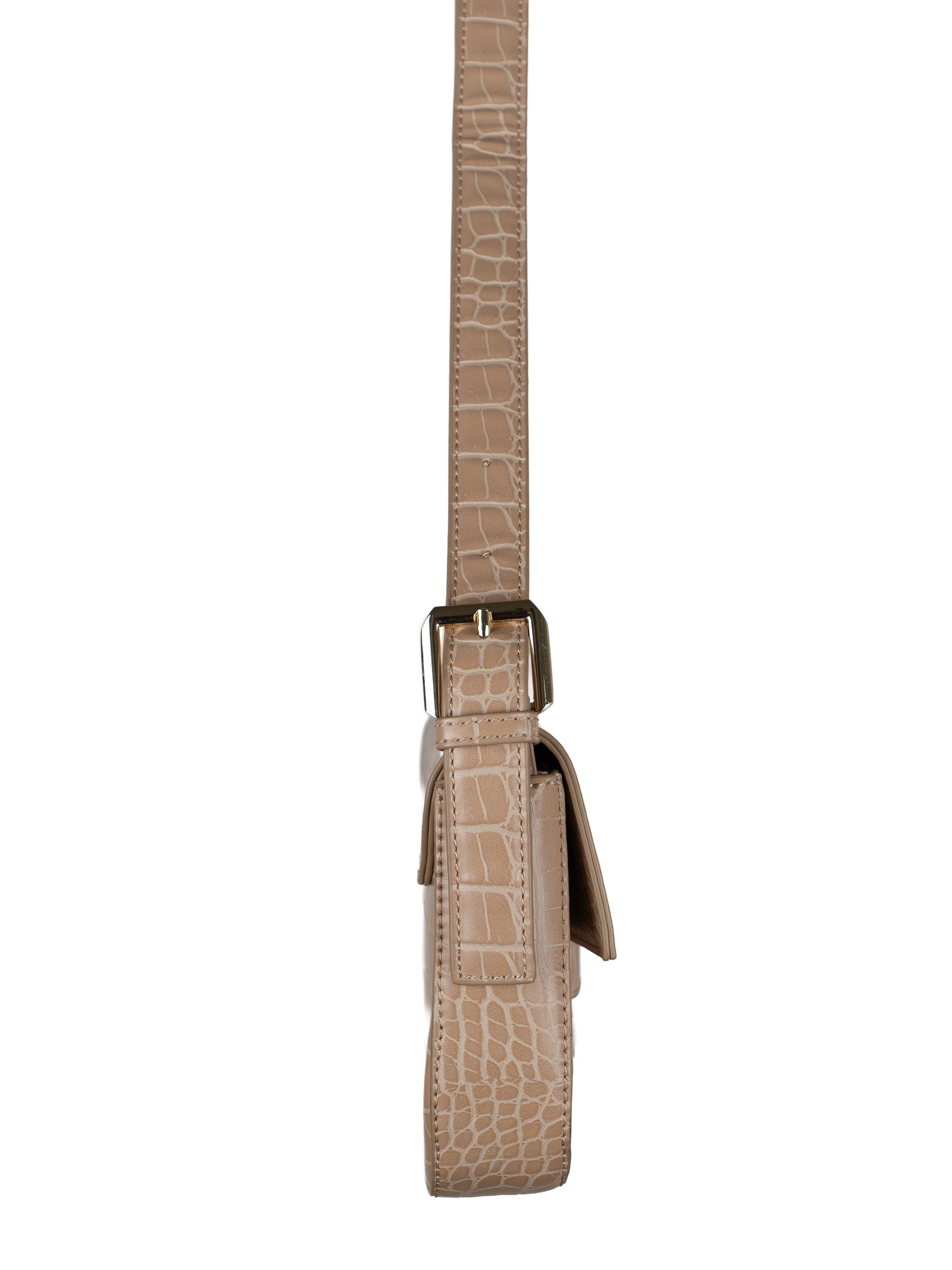 CROCO BUCKLE LEATHER SHOULDER BAG