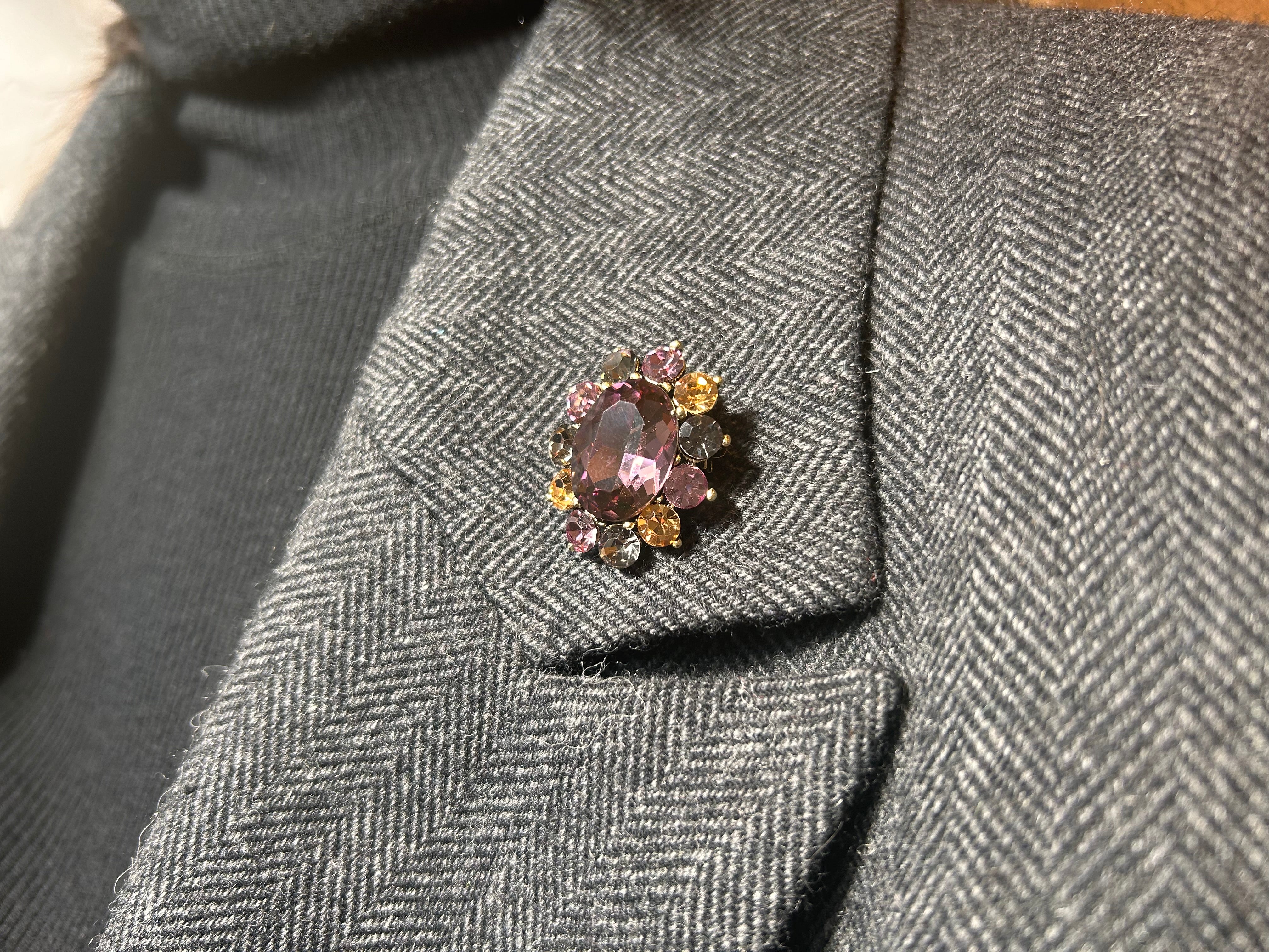 Aurora crystal flower brooch -