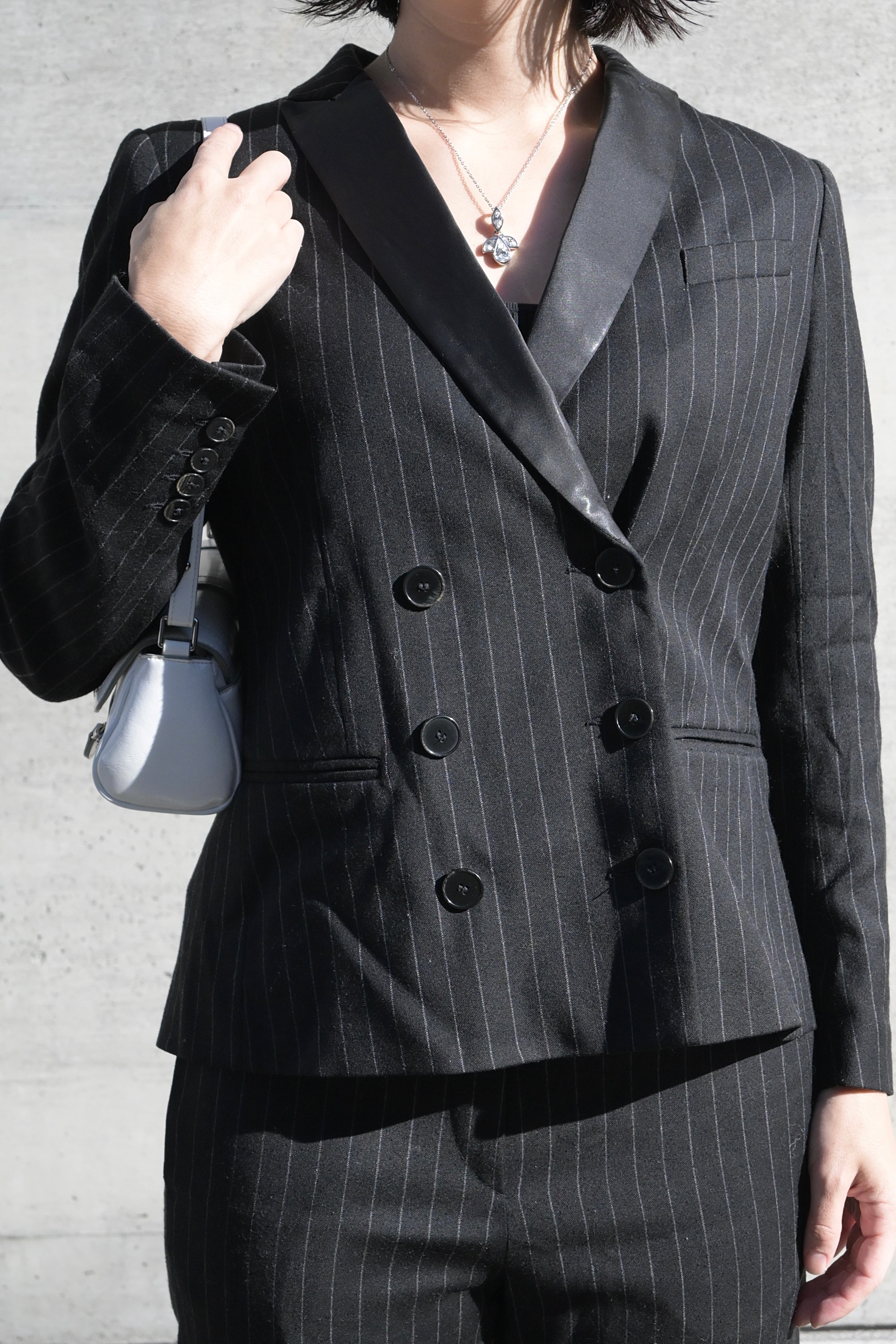 Double-breasted striped suit