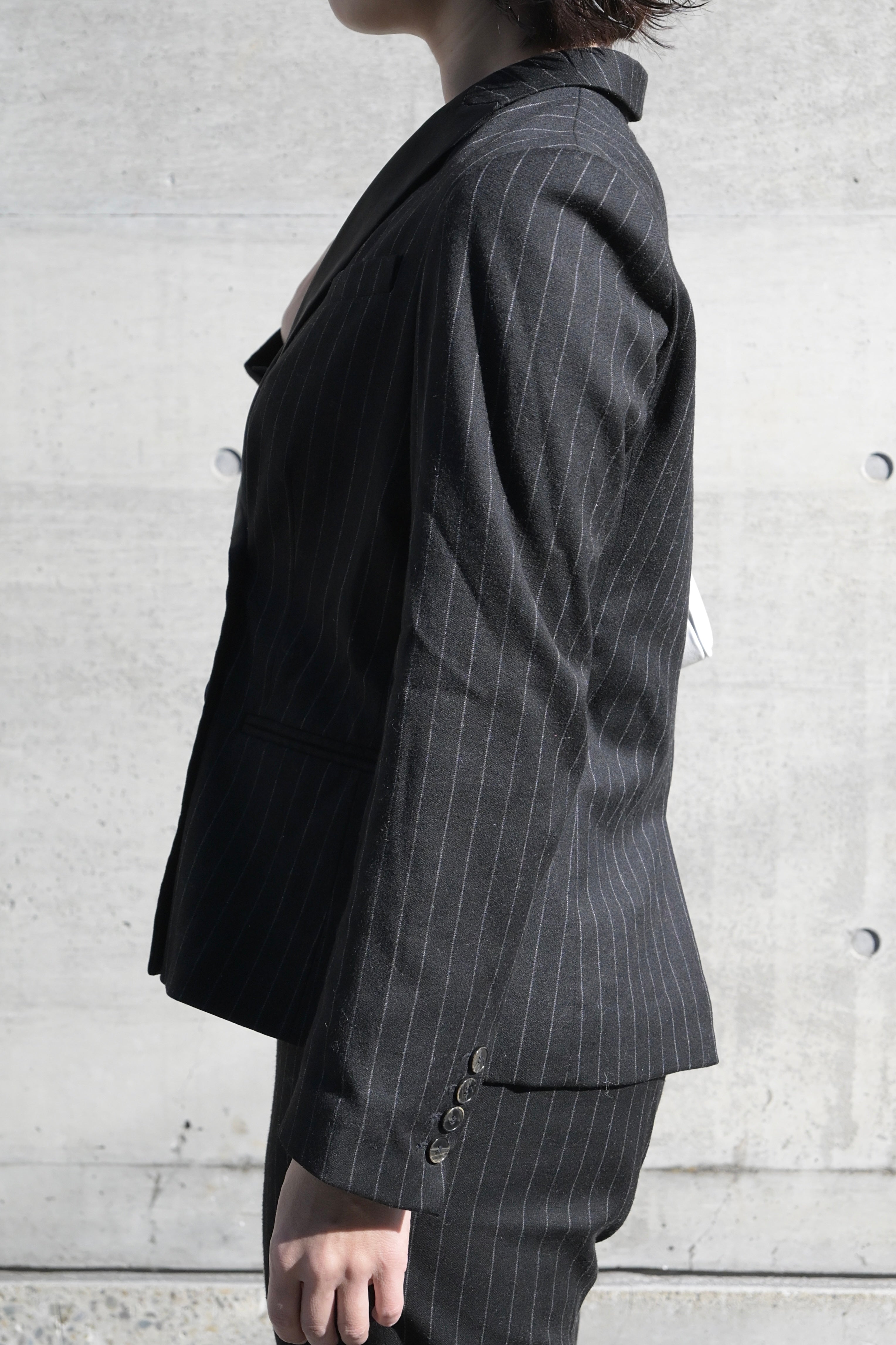 Double-breasted striped suit