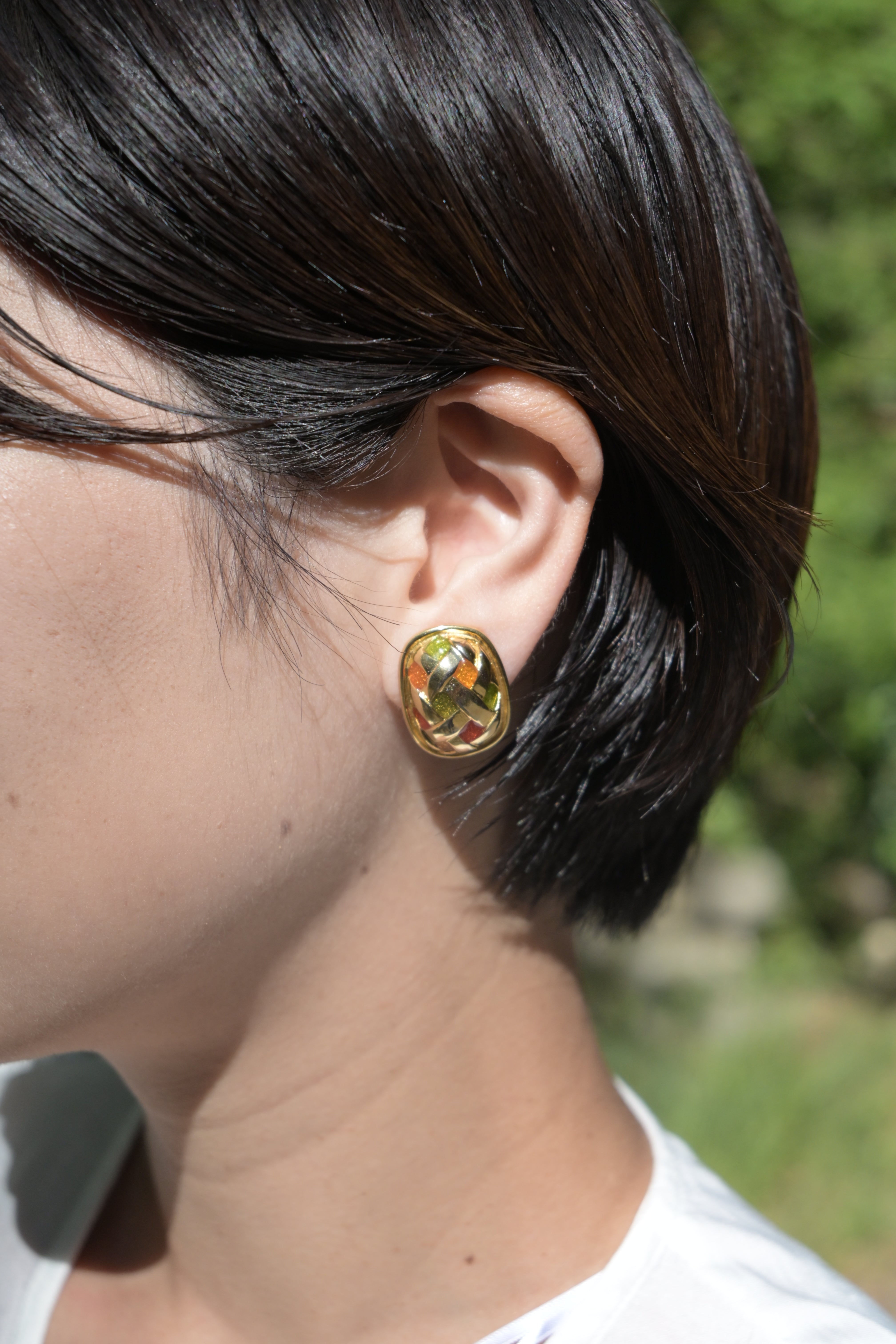 SOUTH FRANCE MOSAIC GOLD EARRINGS
