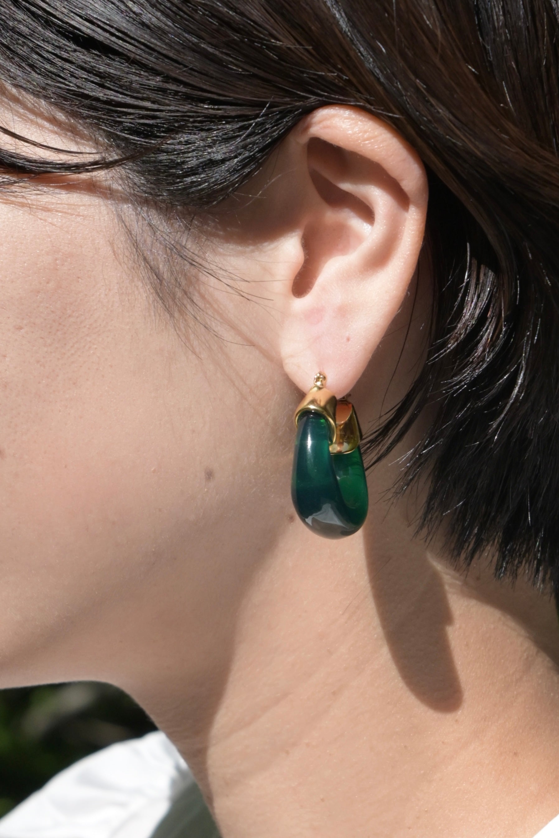 Sculpted Green Arc Earrings