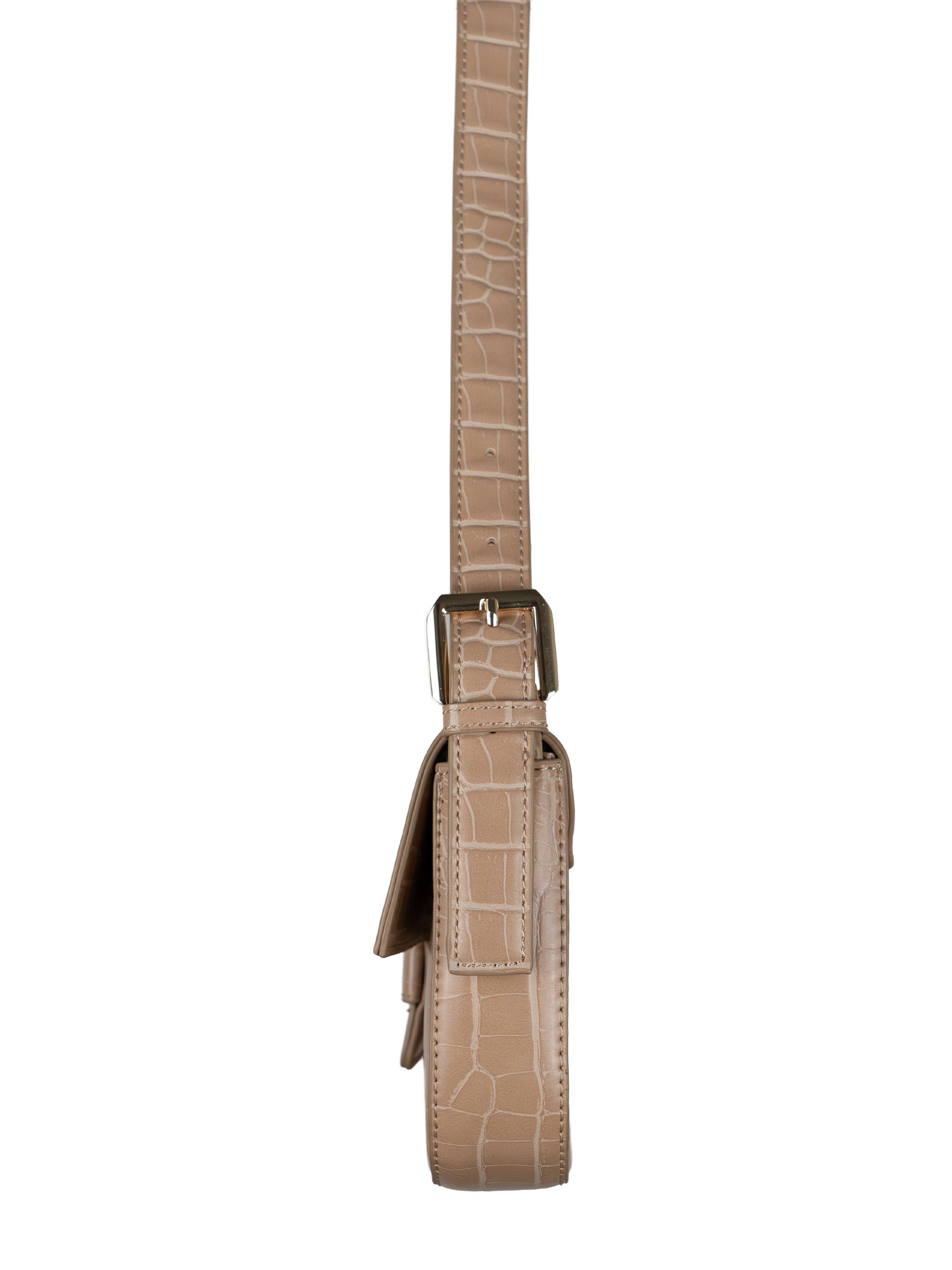 CROCO BUCKLE LEATHER SHOULDER BAG