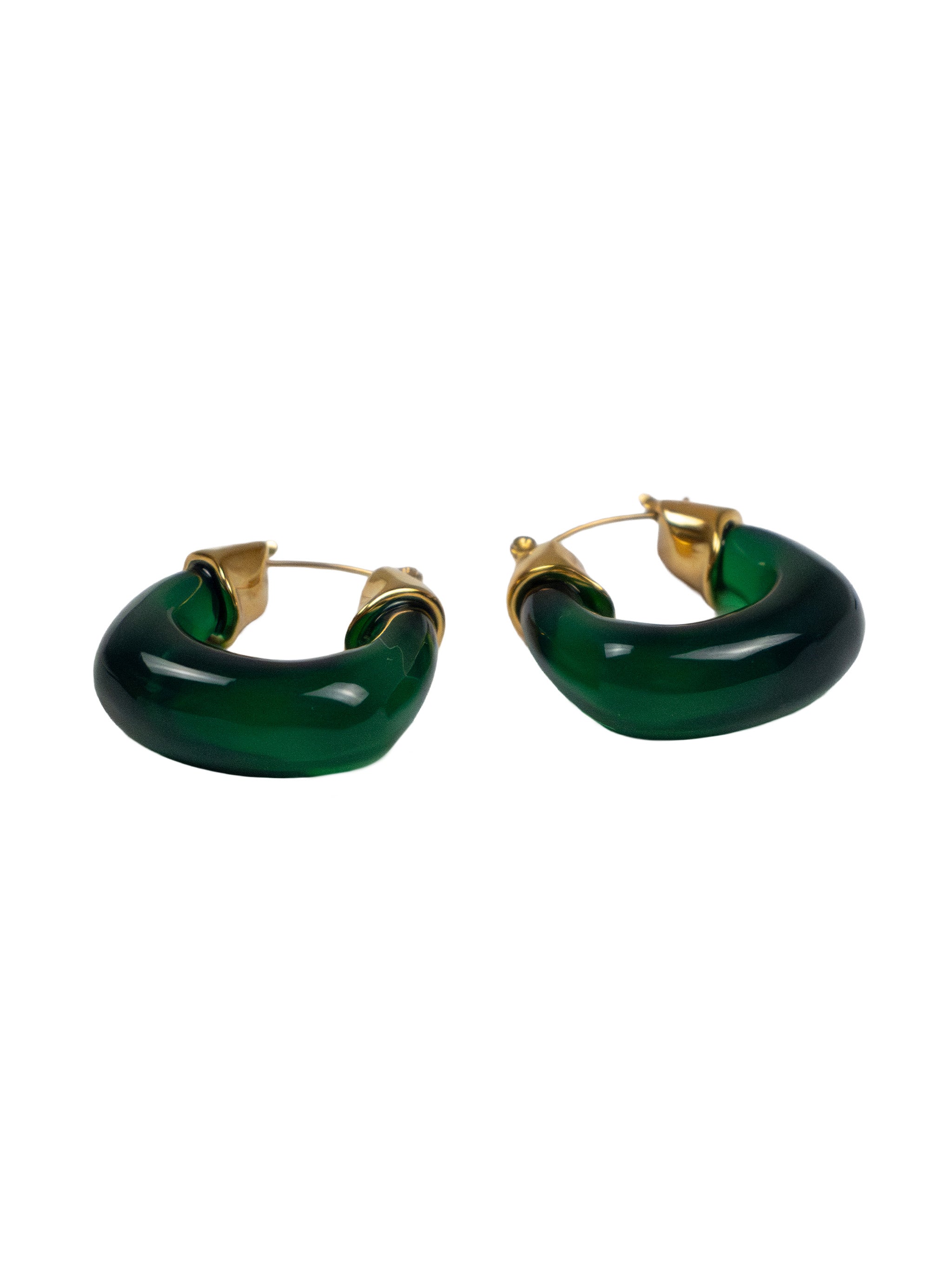 Sculpted Green Arc Earrings