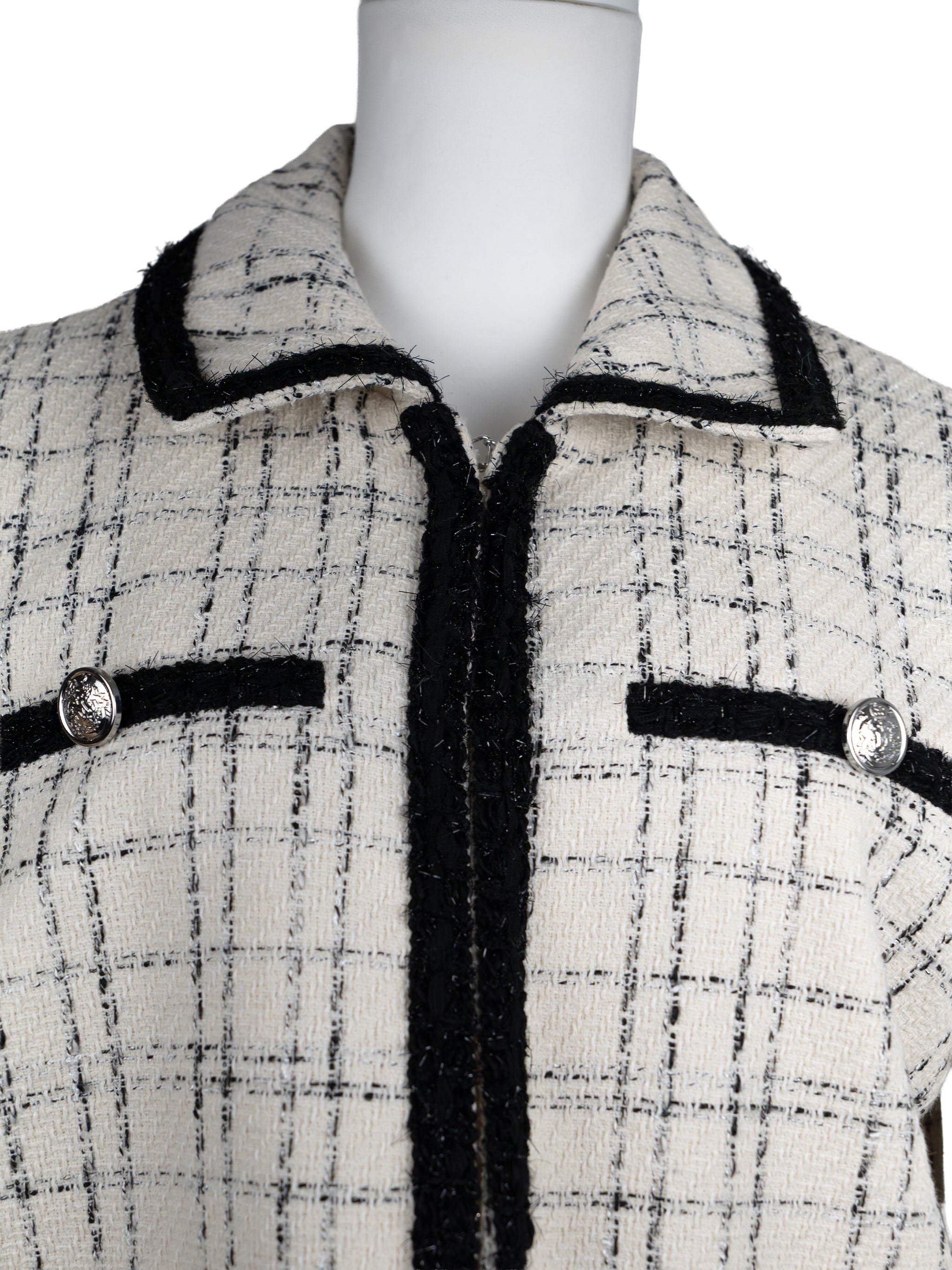 French Style Cropped Checkered Jacket