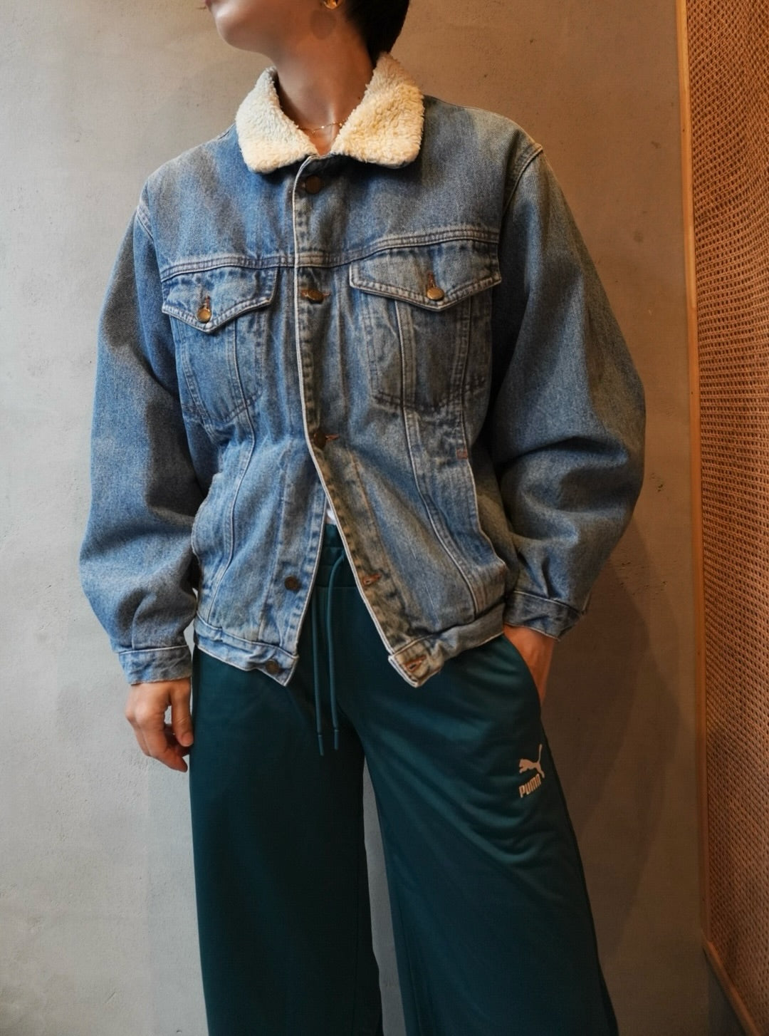 Vintage puma classics poppper Pants cold green
