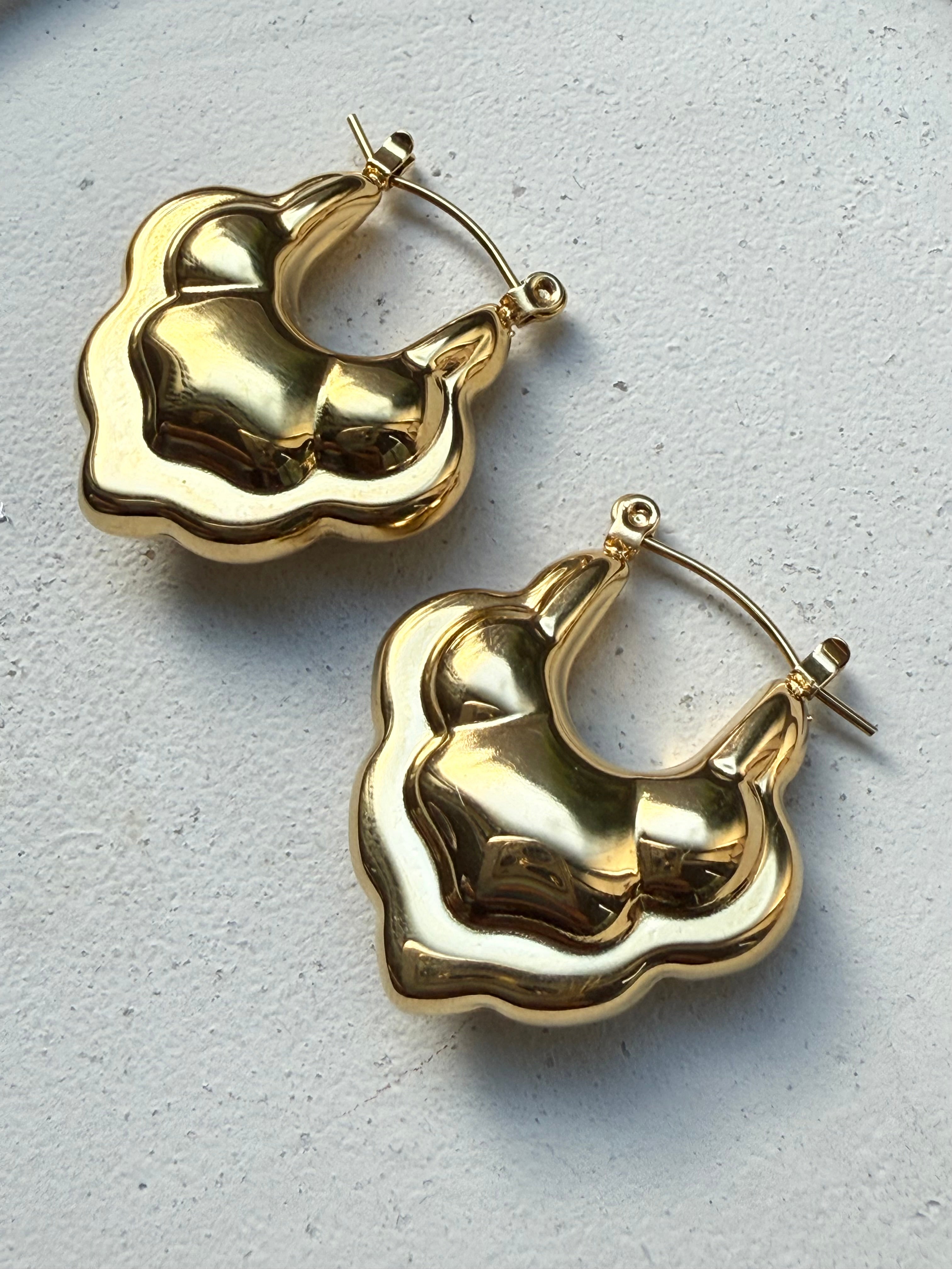 Golden Droplet Hoop Earrings