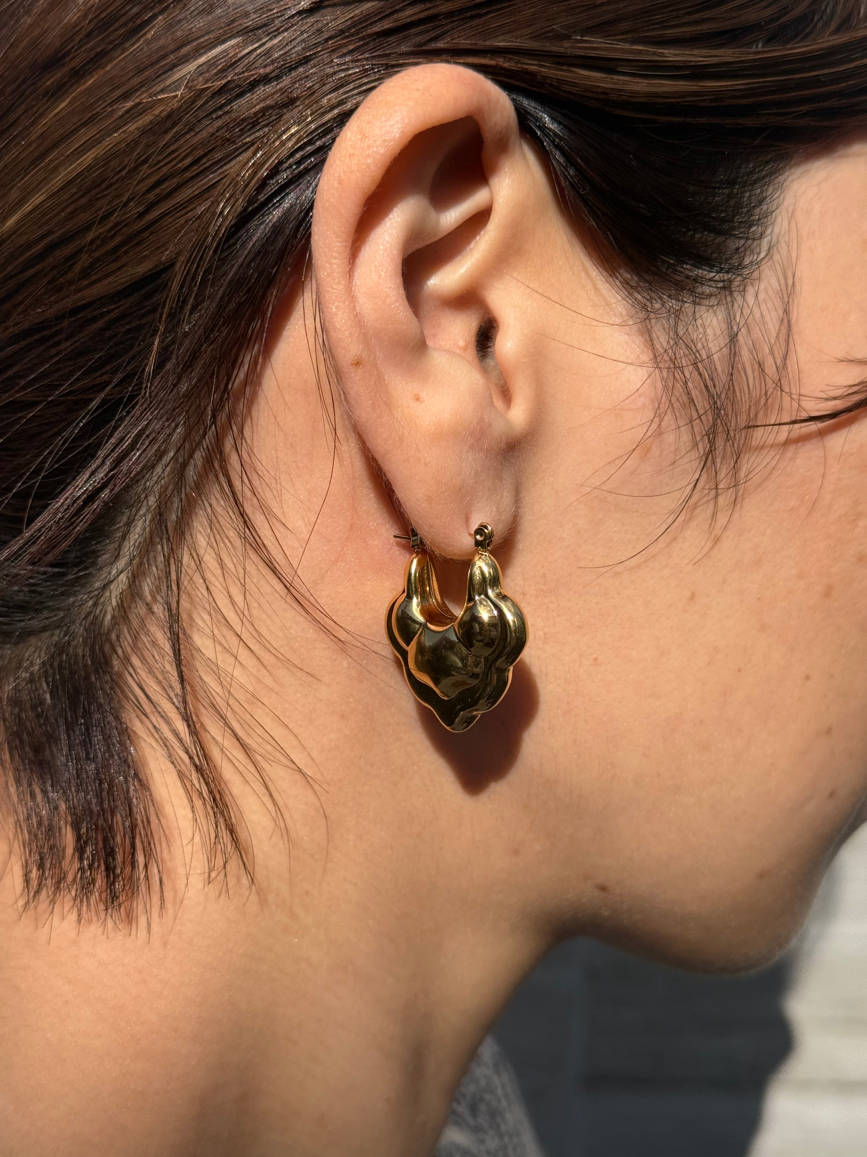 Golden Droplet Hoop Earrings