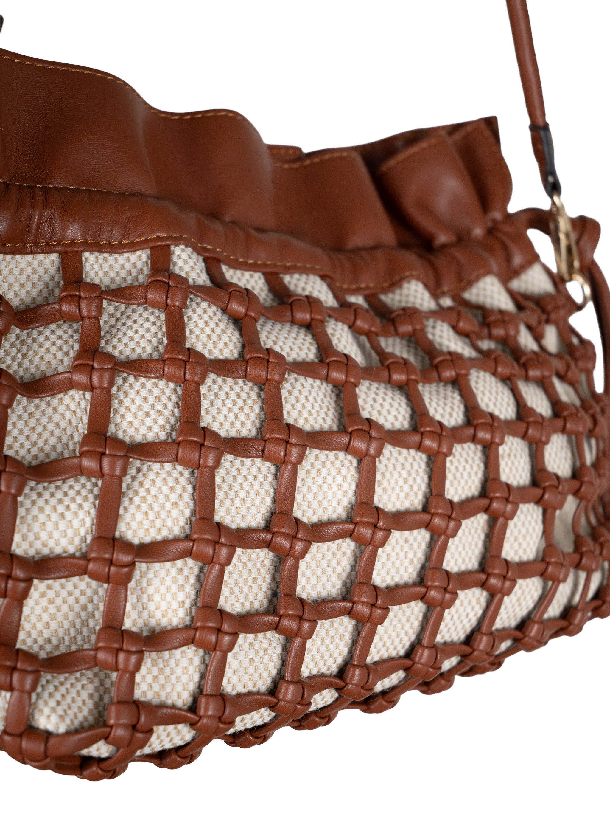 BROWN MESH BUCKET BAG
