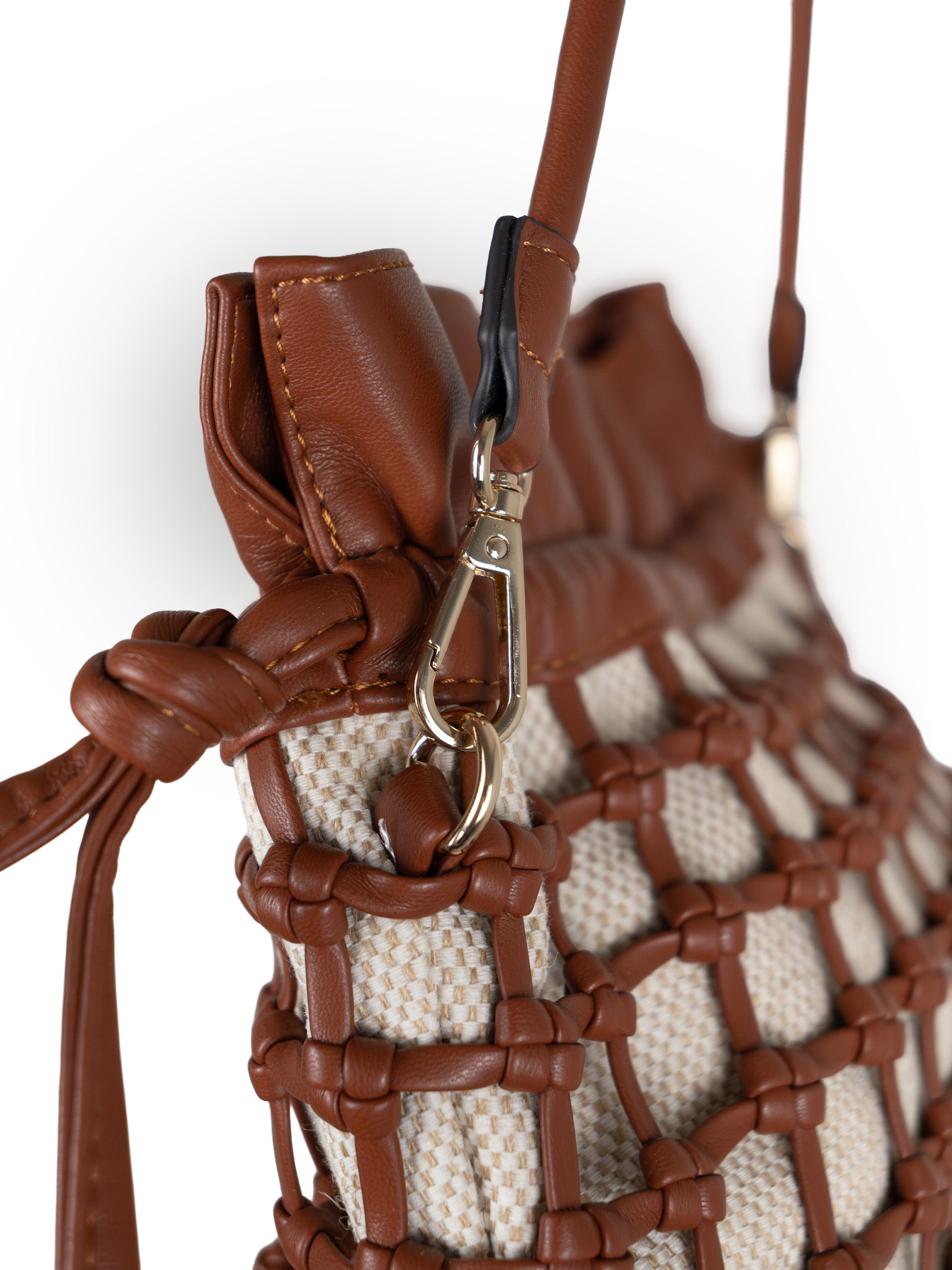 BROWN MESH BUCKET BAG