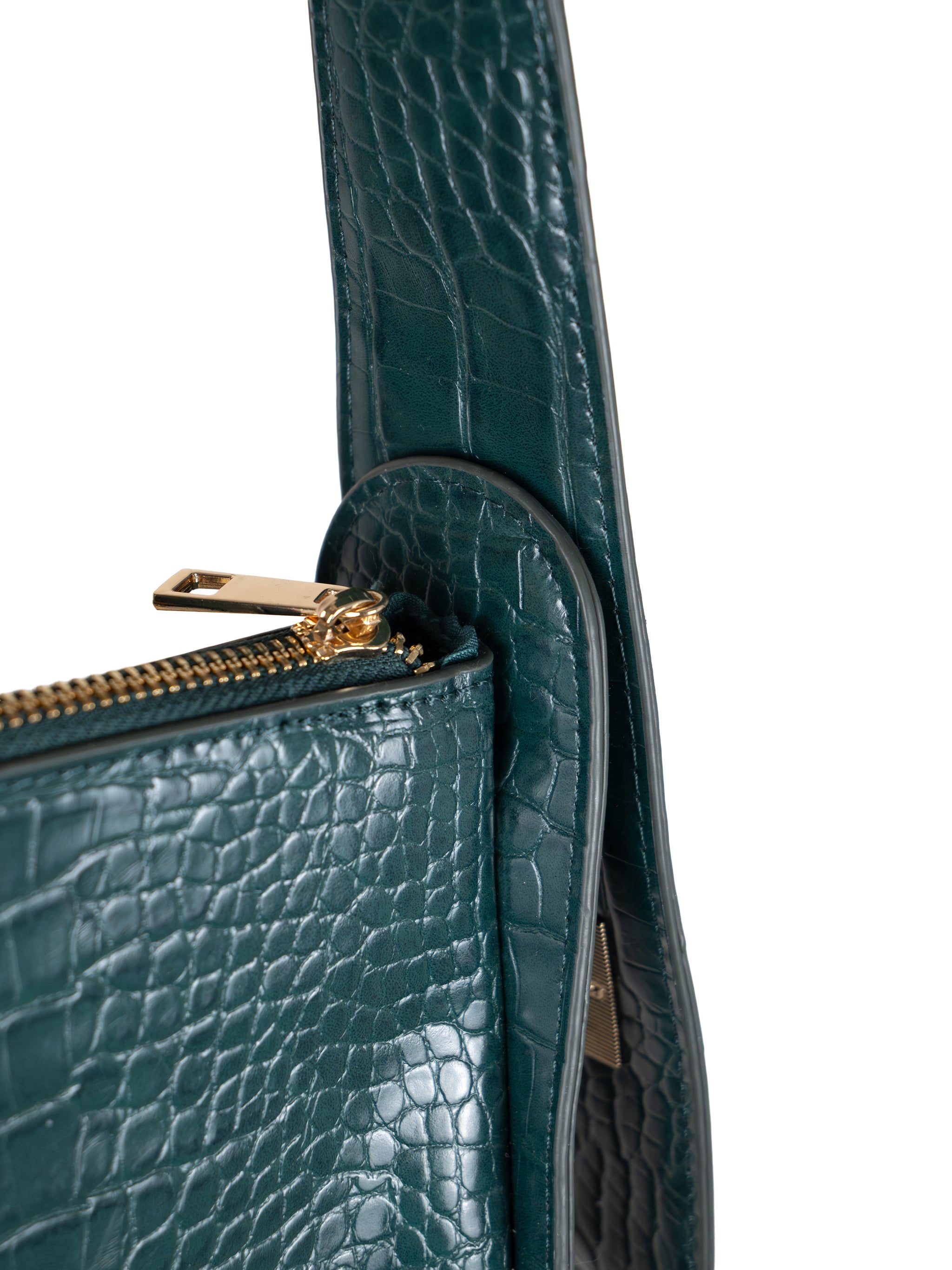 GREEN CROCO SHOULDER BAG