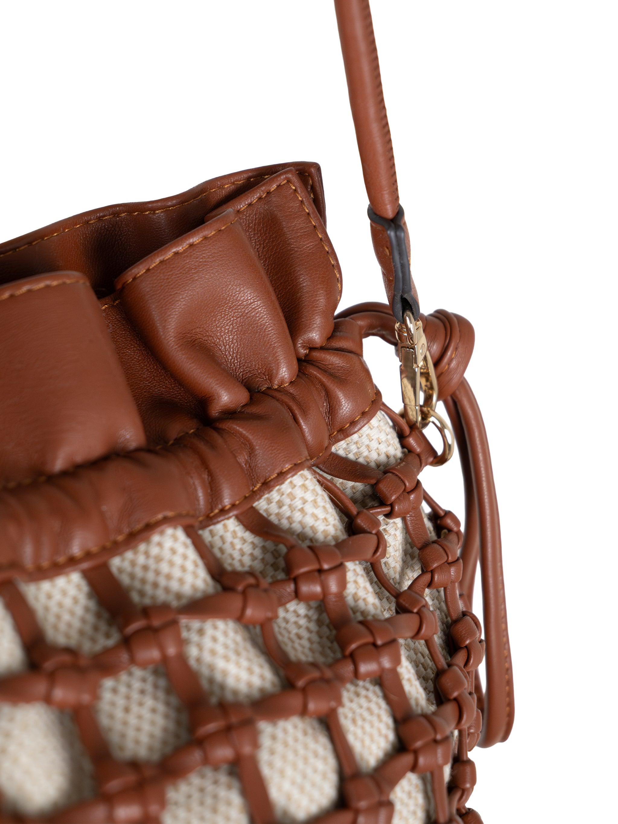 BROWN MESH BUCKET BAG