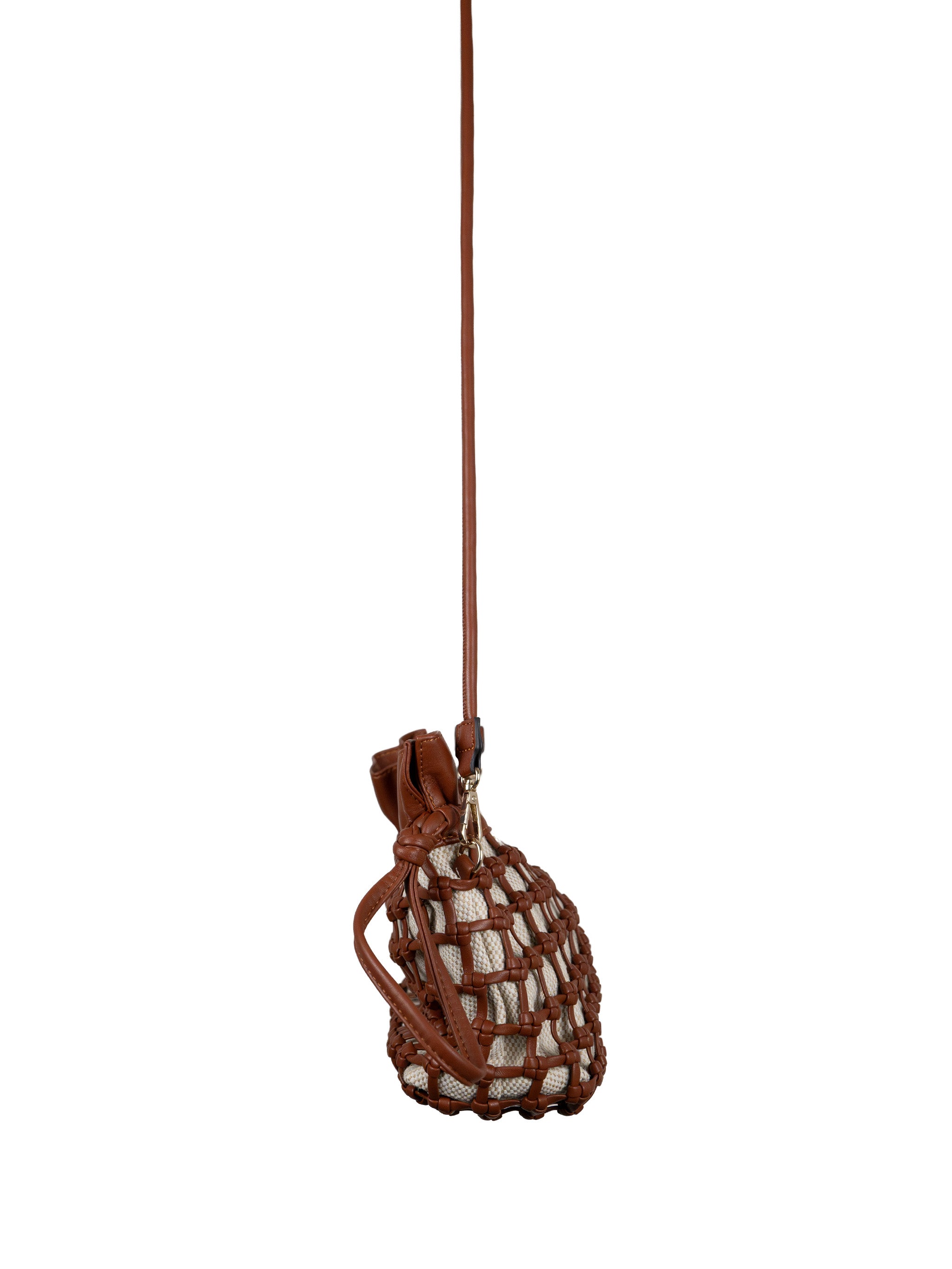 BROWN MESH BUCKET BAG