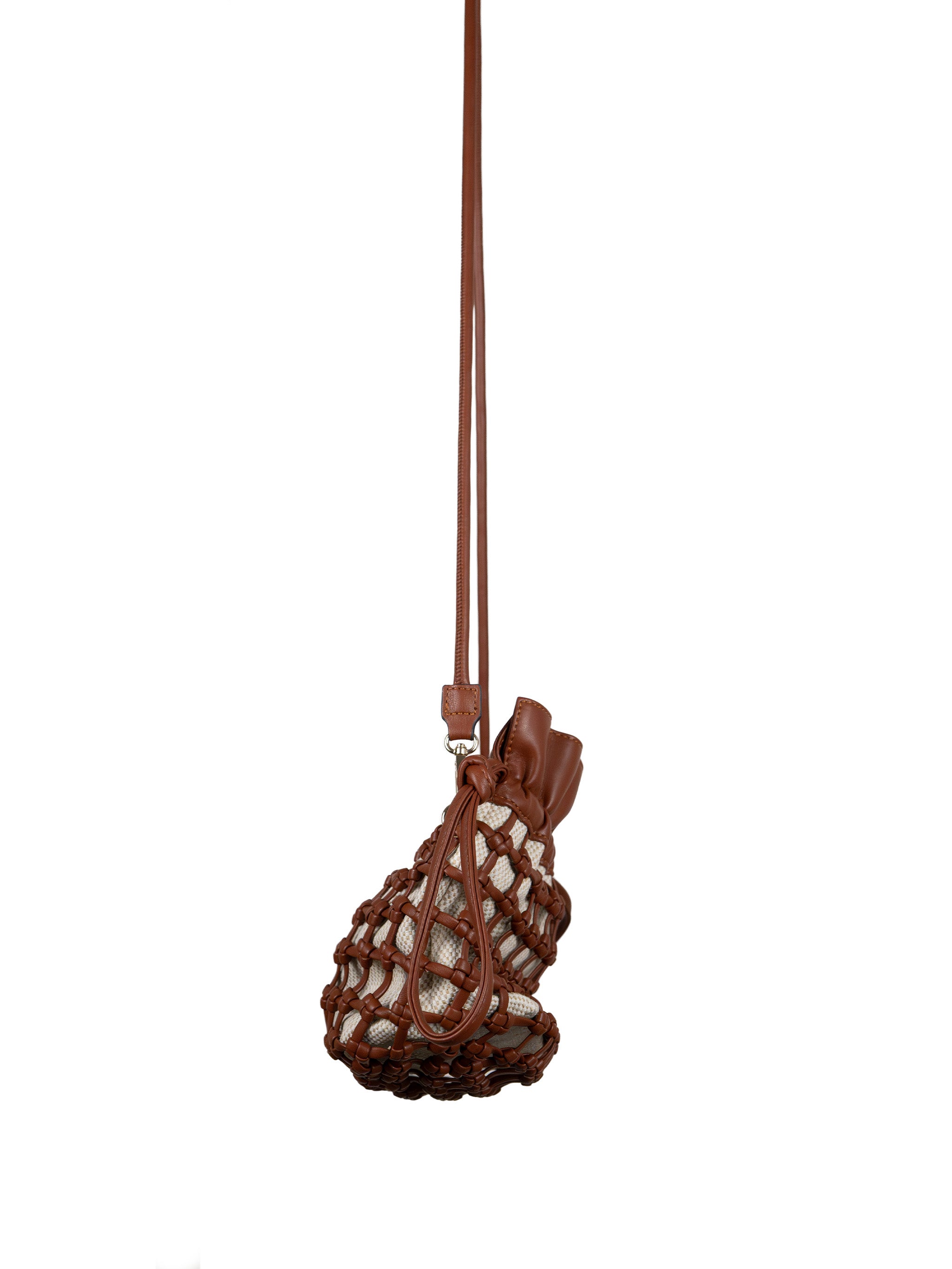 BROWN MESH BUCKET BAG