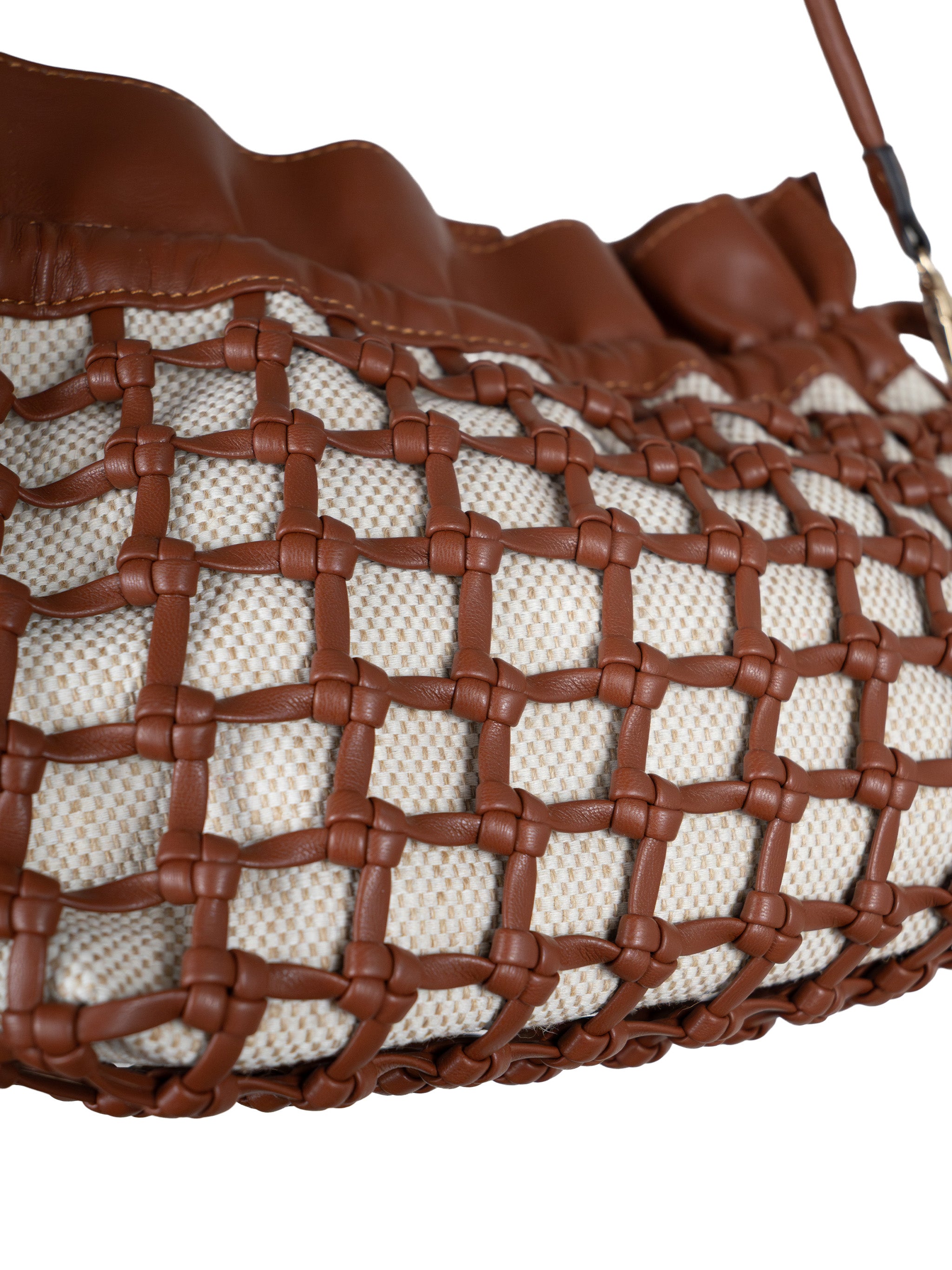 BROWN MESH BUCKET BAG