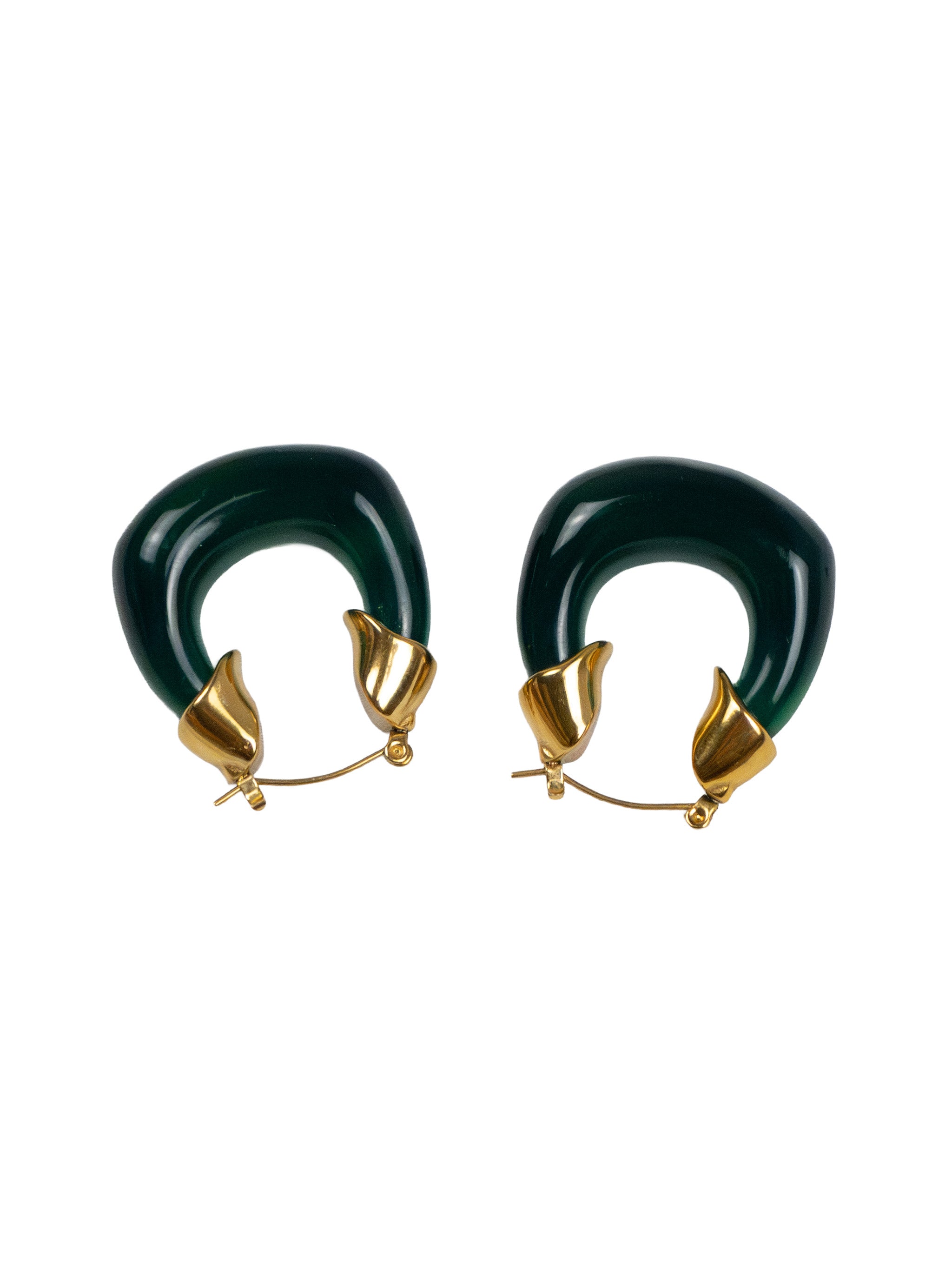 Sculpted Green Arc Earrings