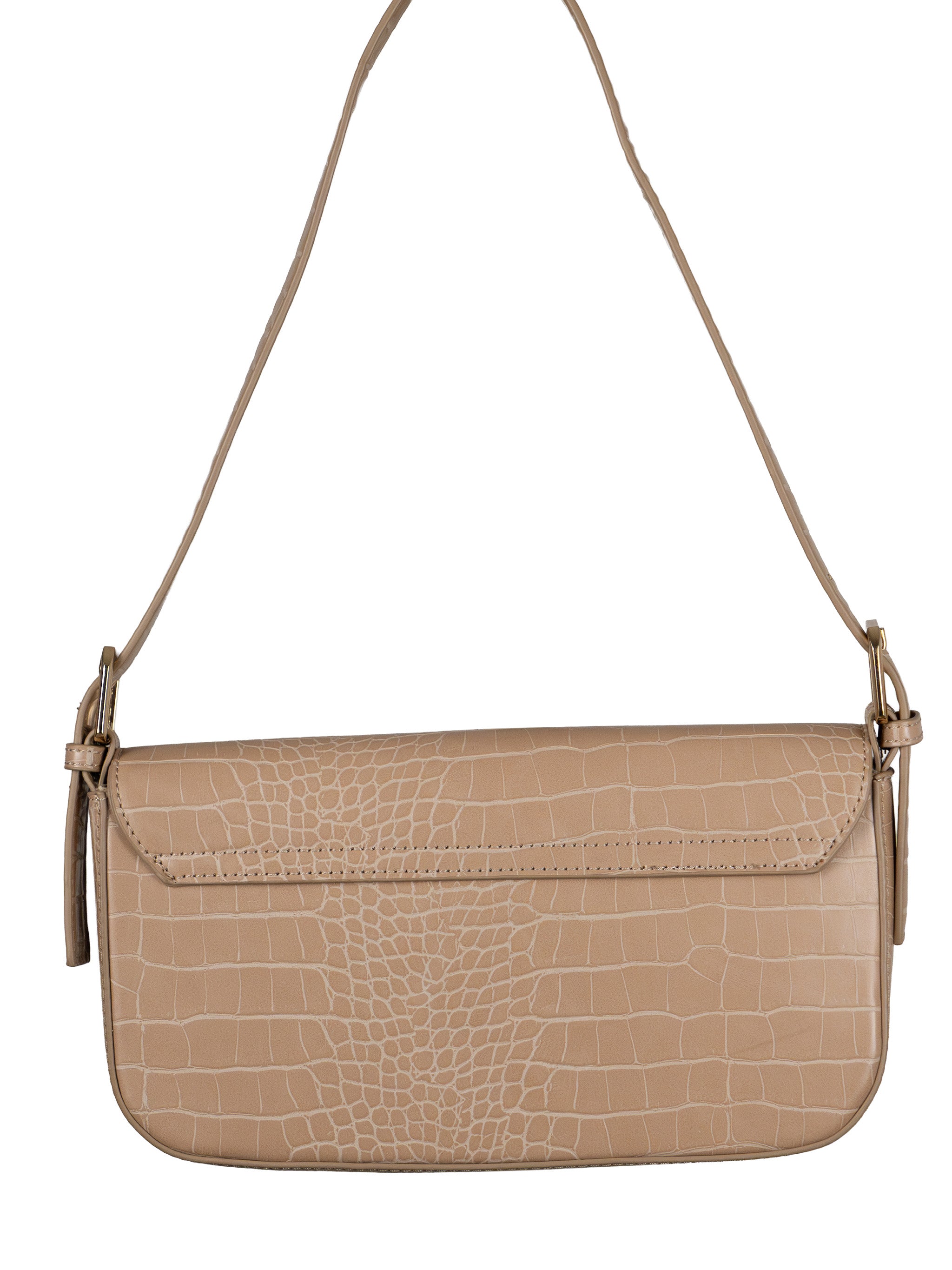 CROCO BUCKLE LEATHER SHOULDER BAG