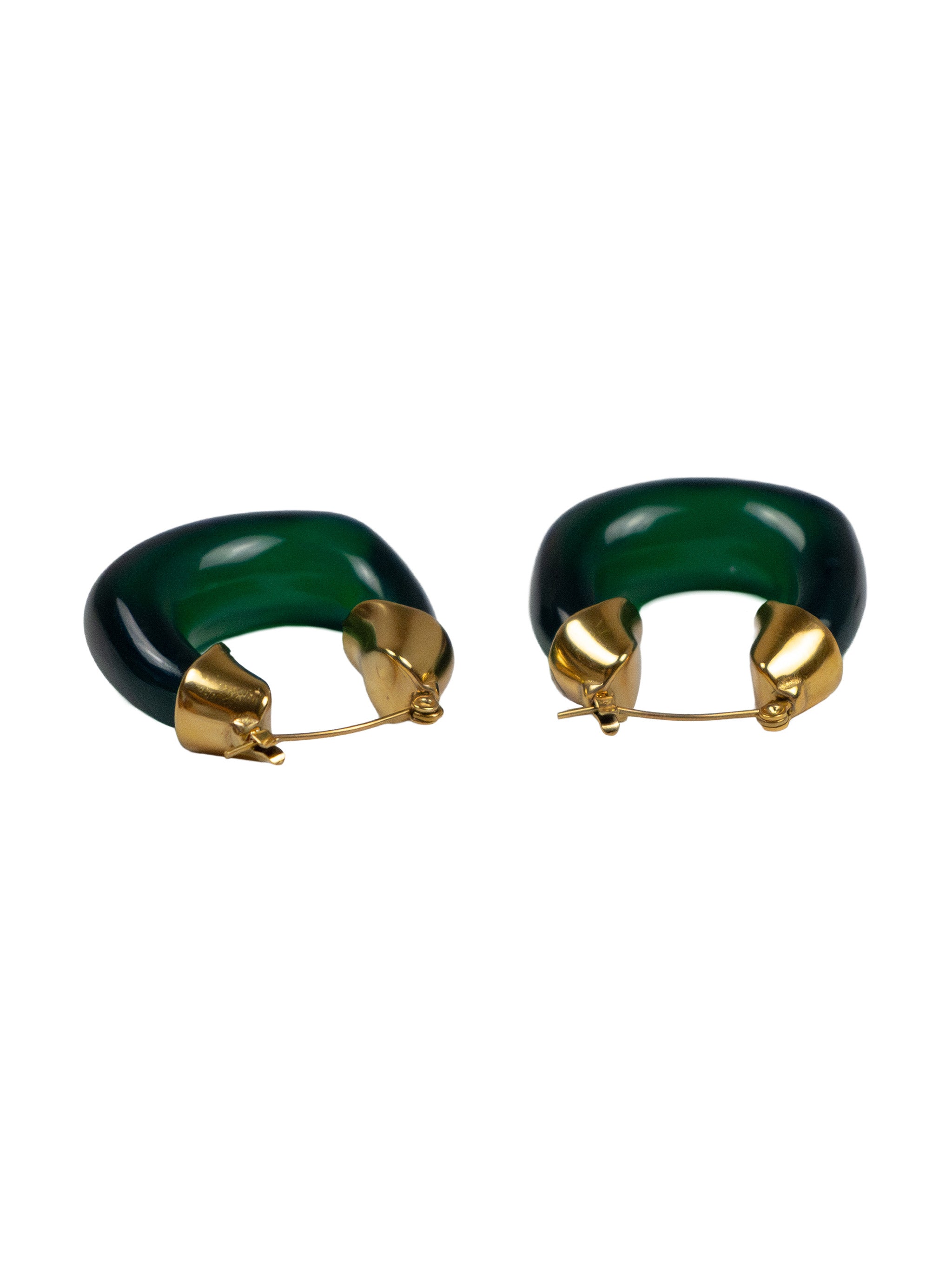 Sculpted Green Arc Earrings