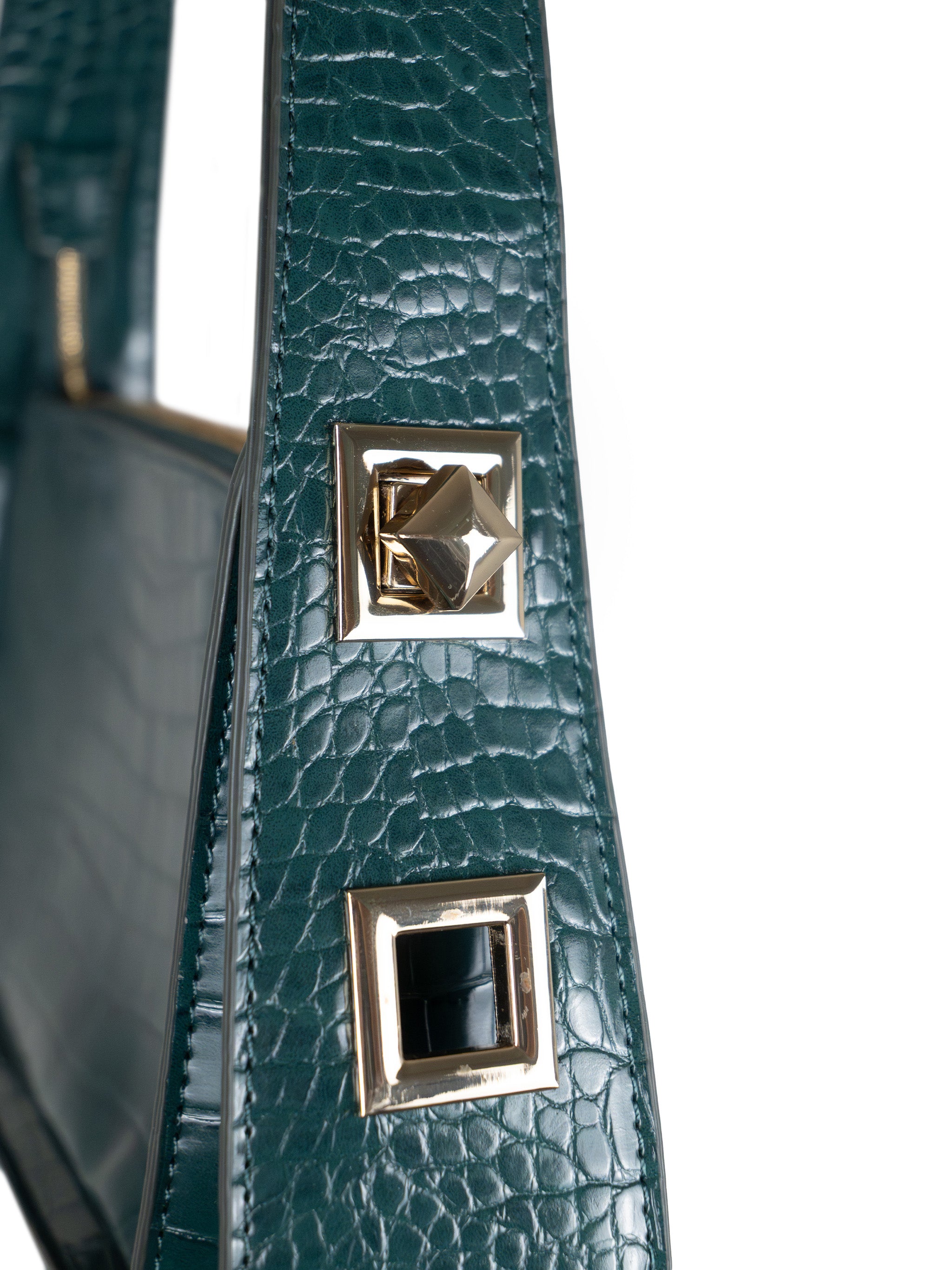 GREEN CROCO SHOULDER BAG