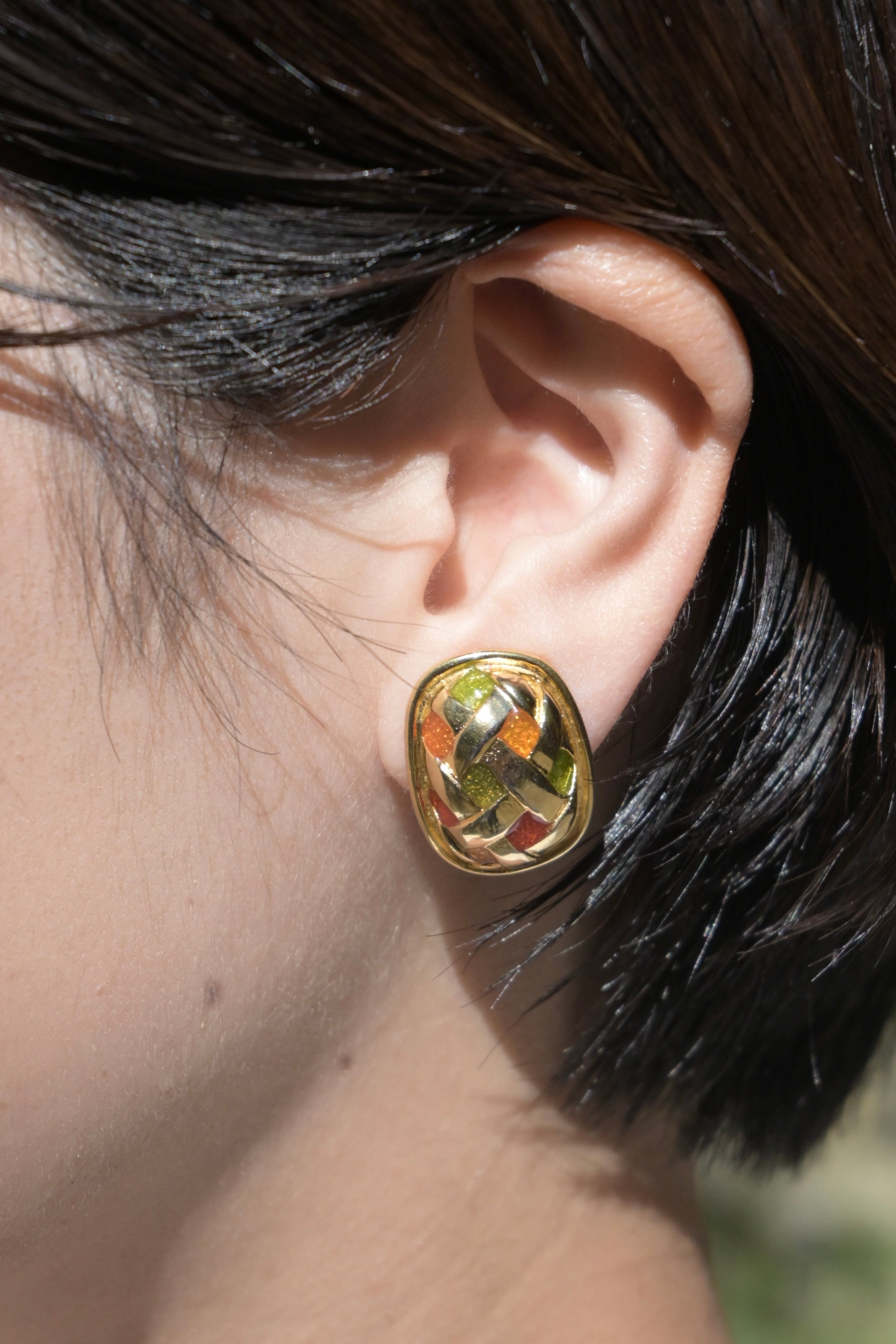 SOUTH FRANCE MOSAIC GOLD EARRINGS