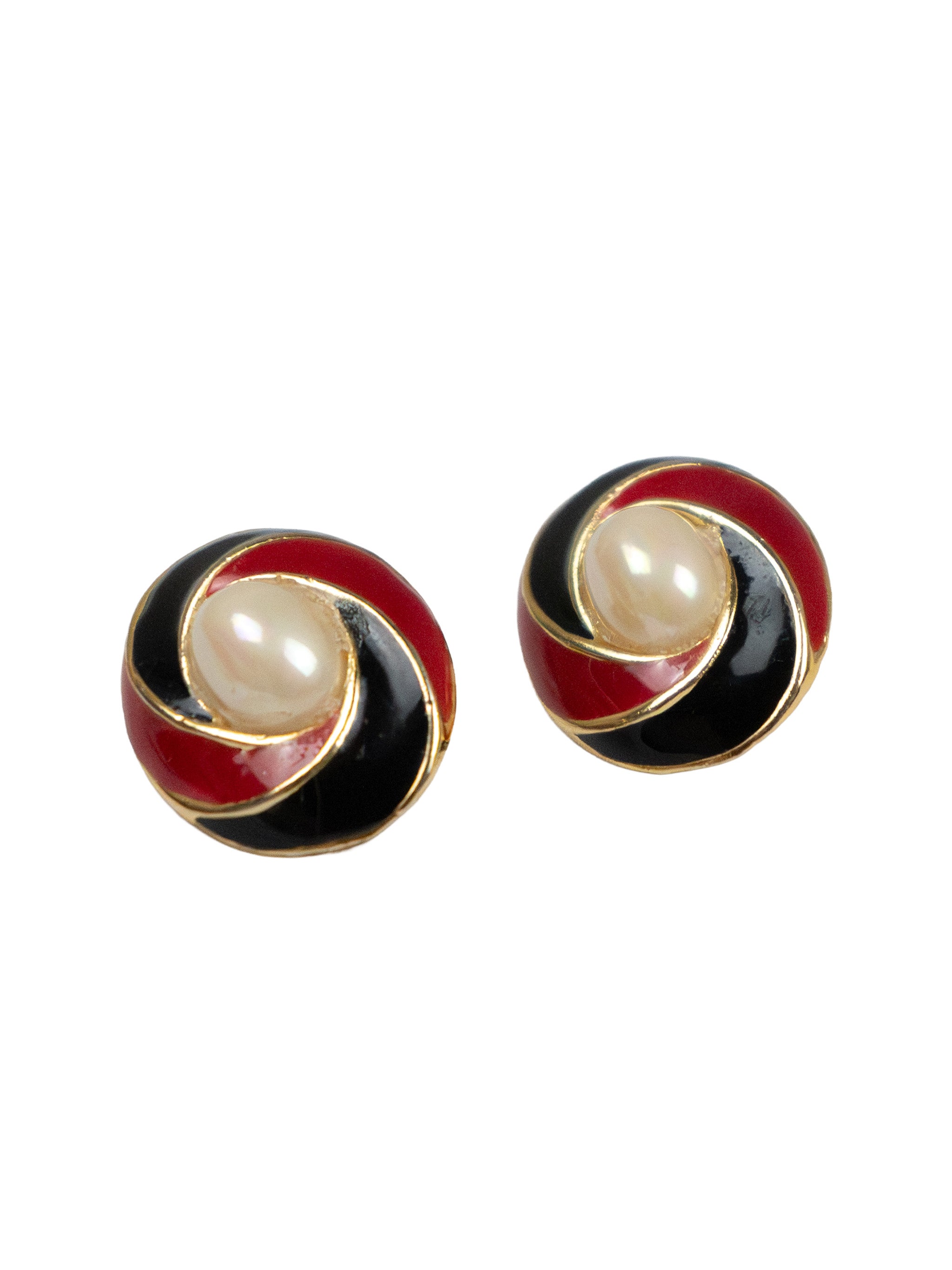 CRIMSON SWIRL PEARL EARRINGS