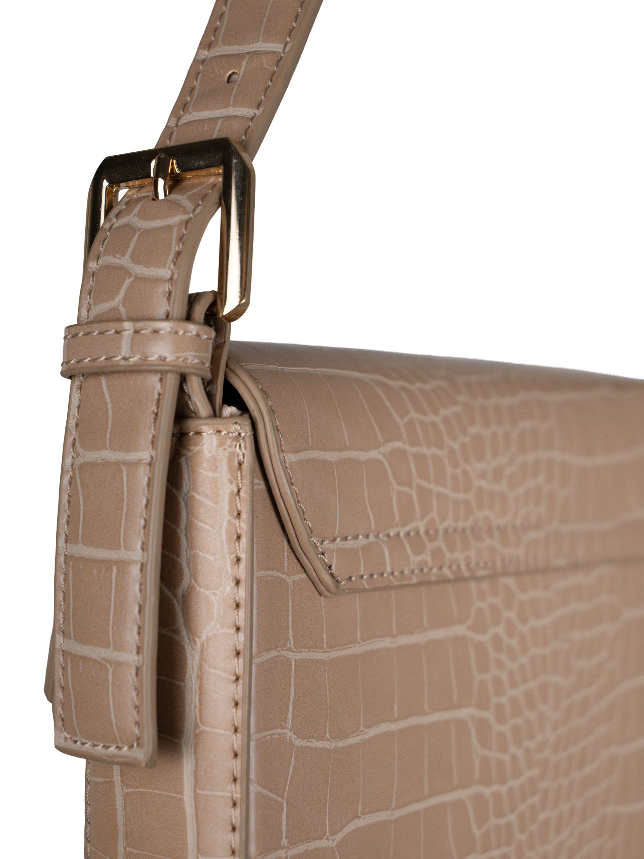 CROCO BUCKLE LEATHER SHOULDER BAG