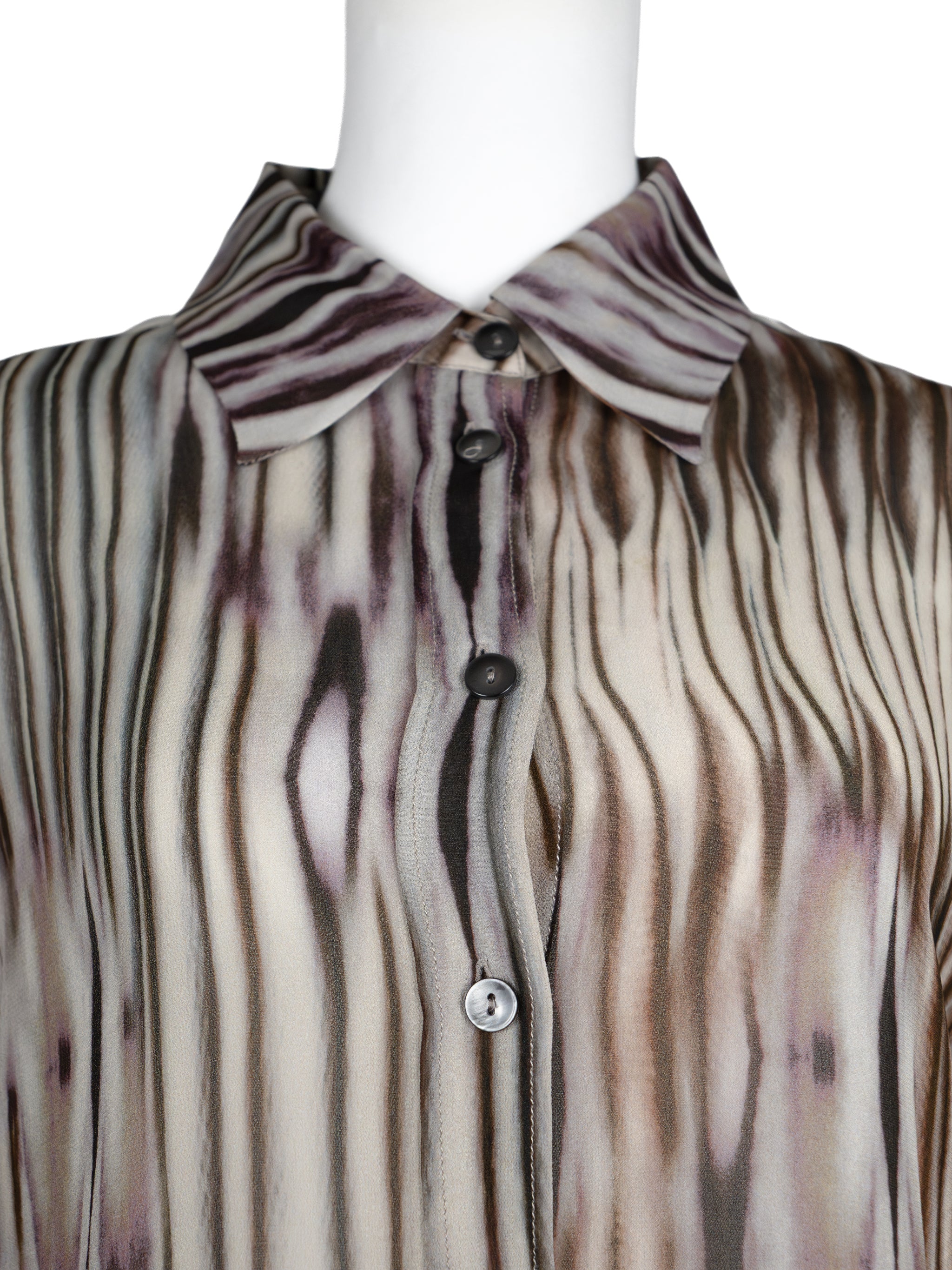 STRIPE COLLAR LONG SLEEVE BLOUSE