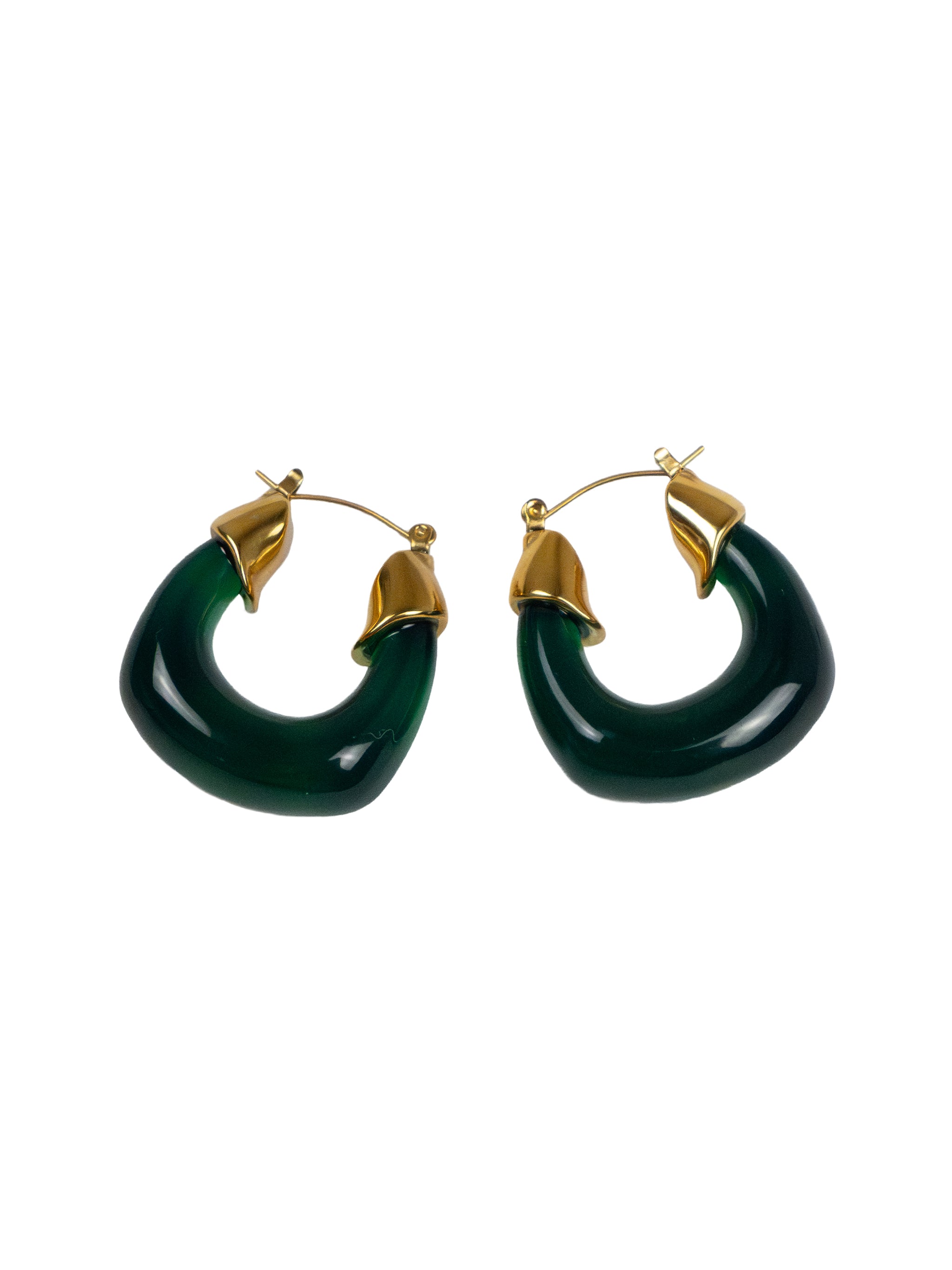 Sculpted Green Arc Earrings