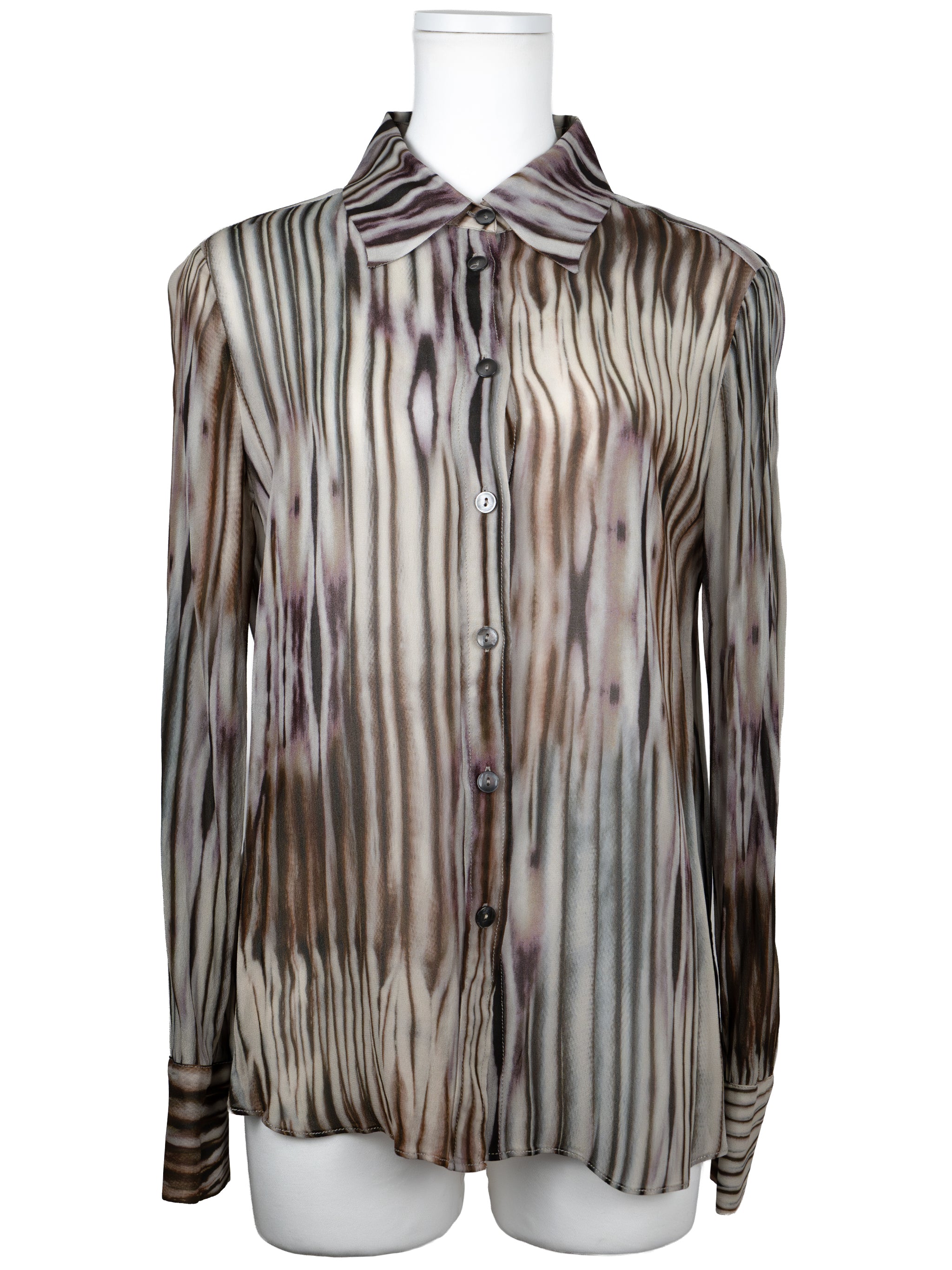 STRIPE COLLAR LONG SLEEVE BLOUSE