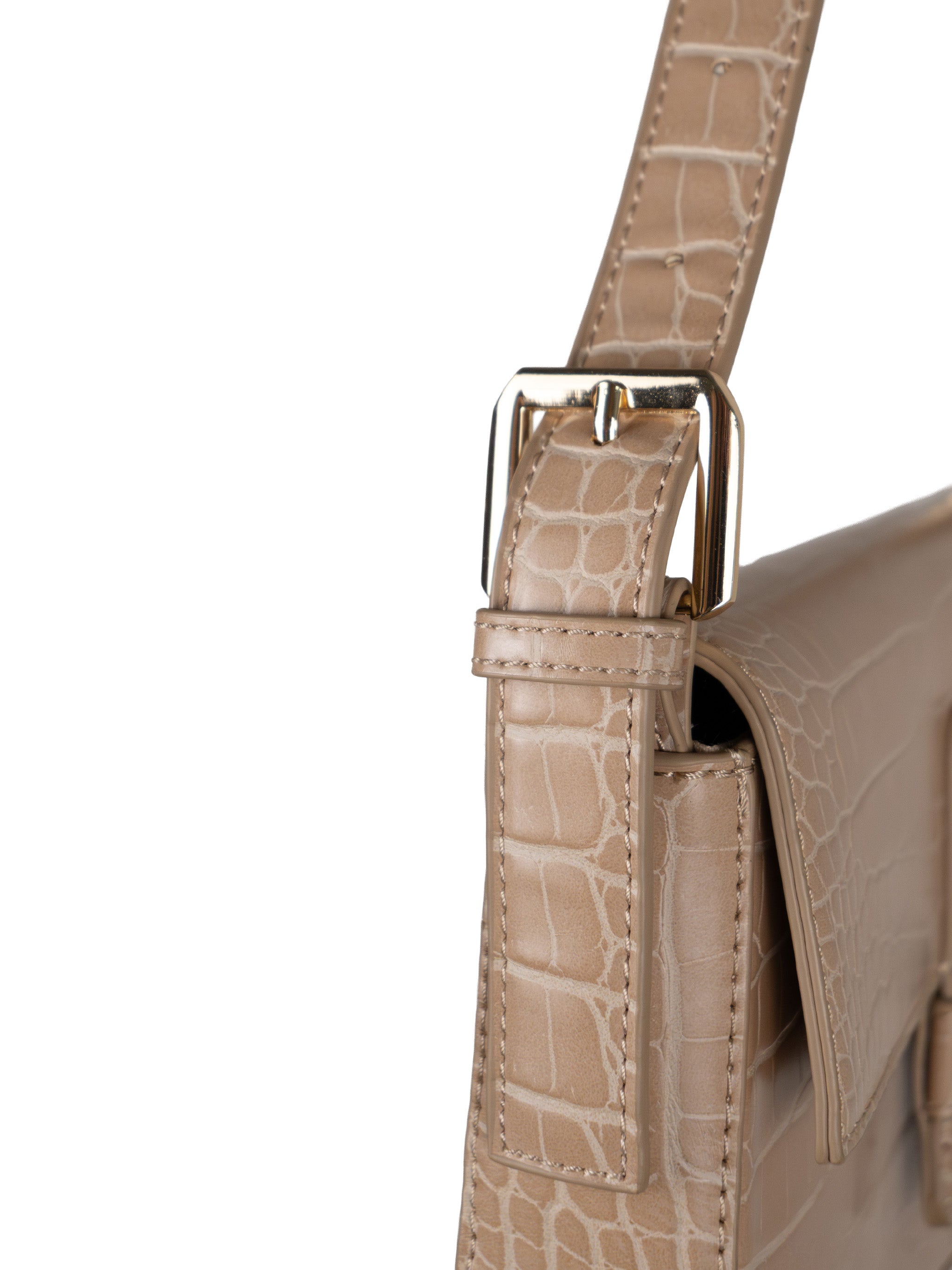 CROCO BUCKLE LEATHER SHOULDER BAG