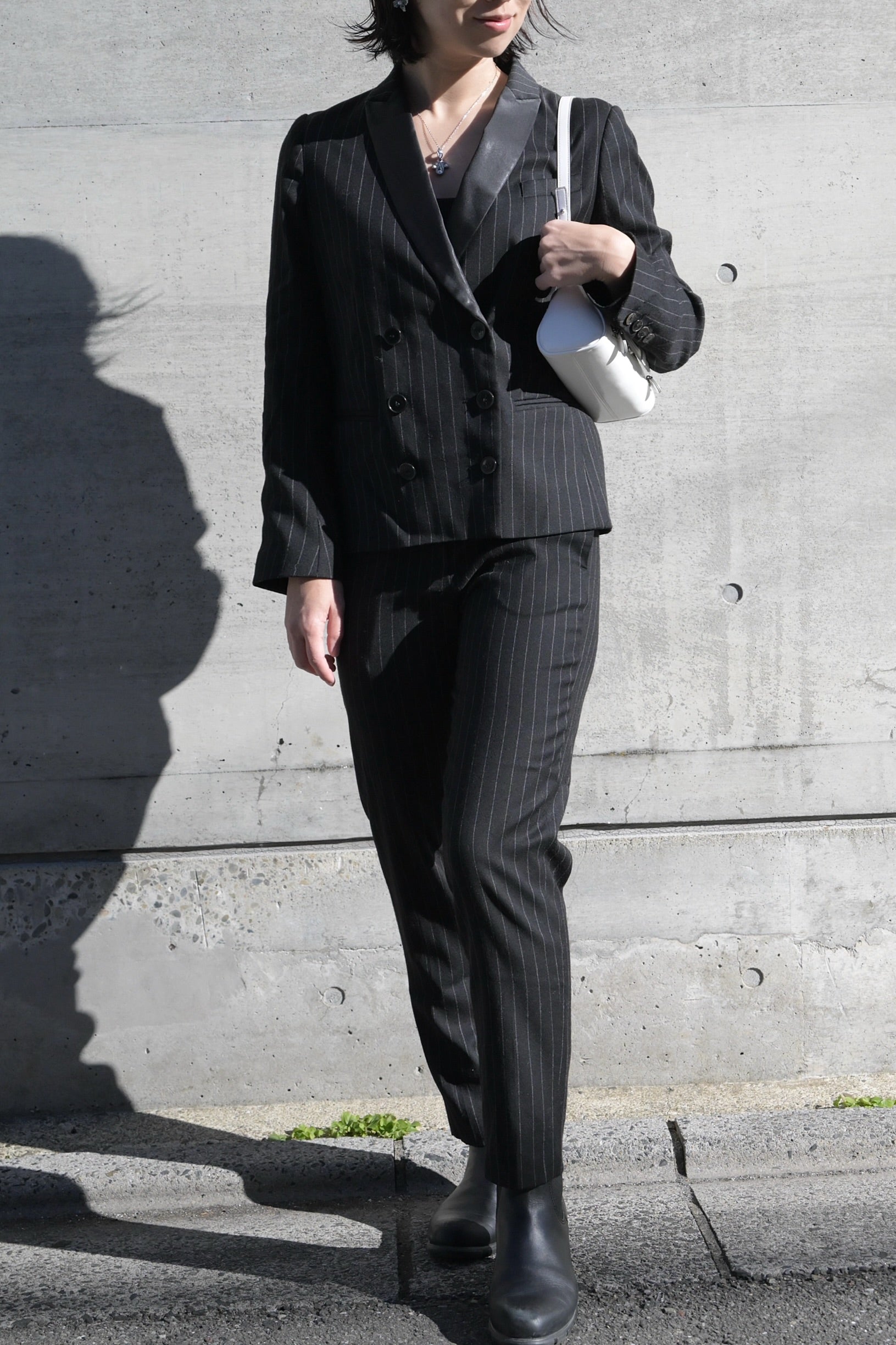 Double-breasted striped suit