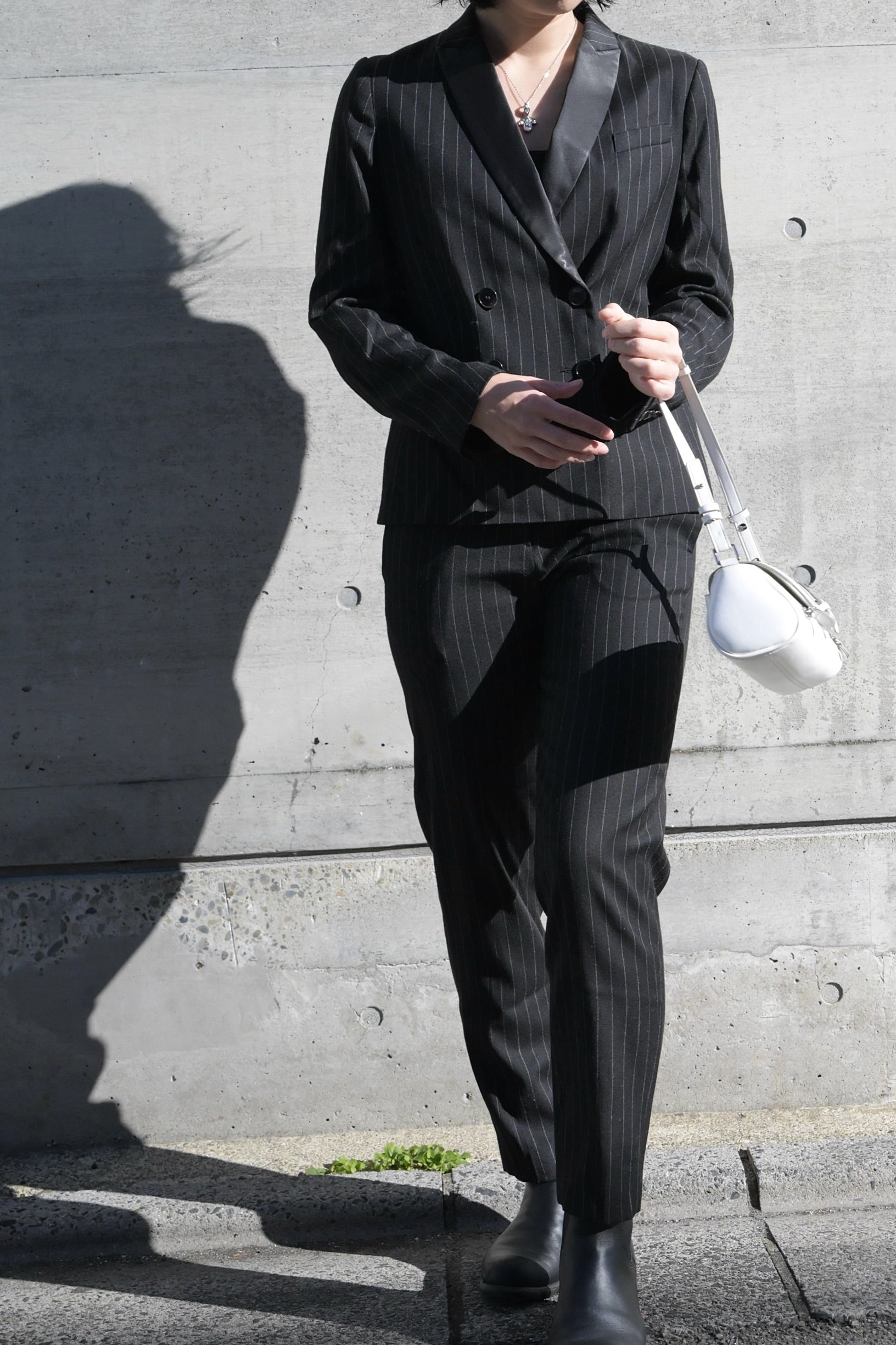 Double-breasted striped suit