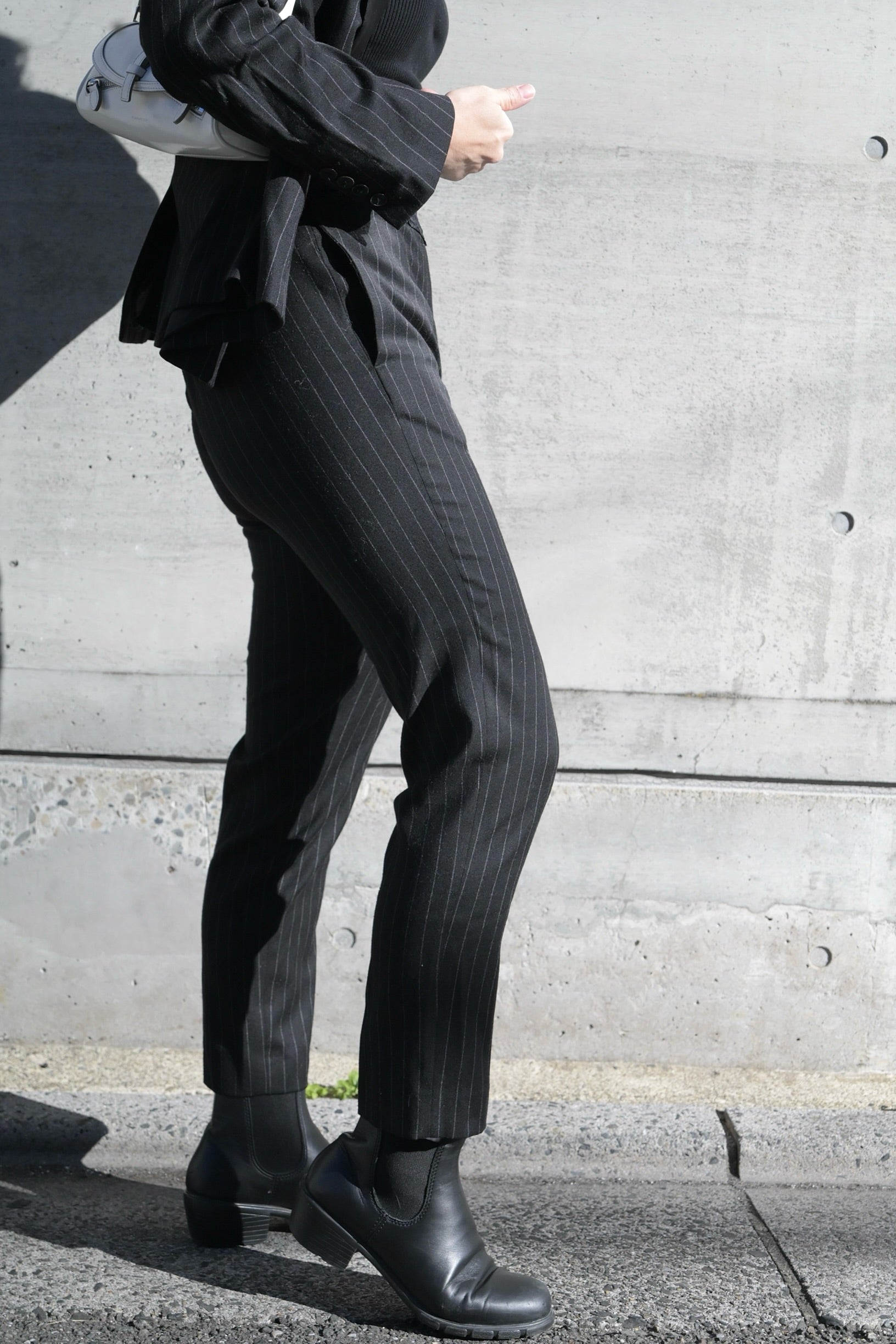 Double-breasted striped suit