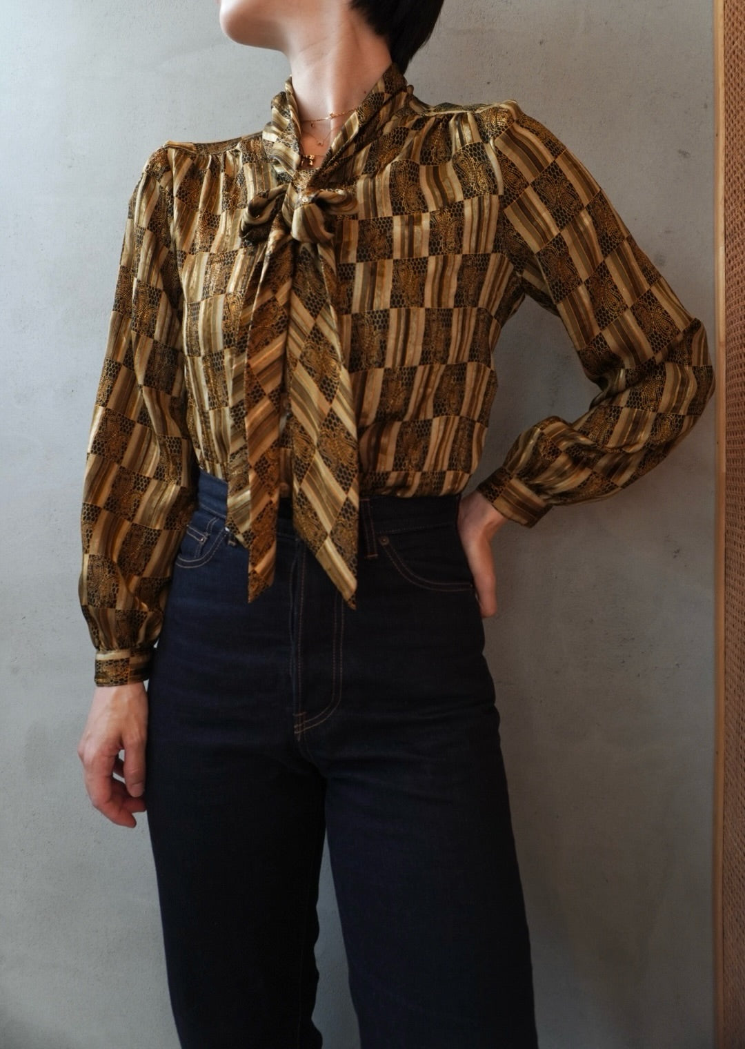 Geometric print chiffon blouse