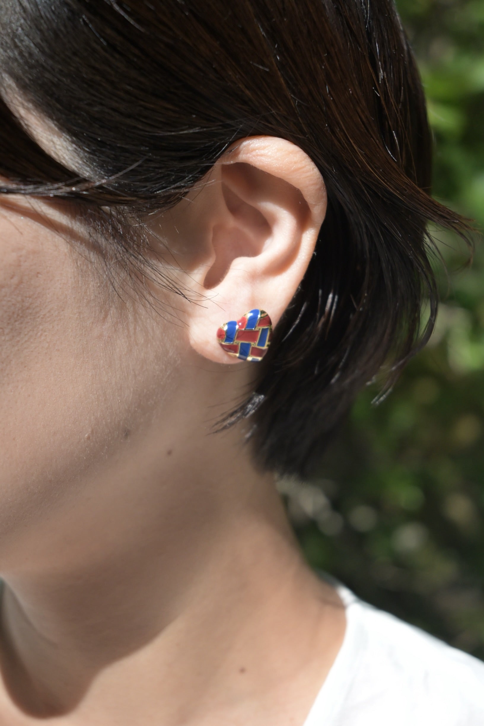 GEOMETRIC MOSAIC HEART EARRINGS