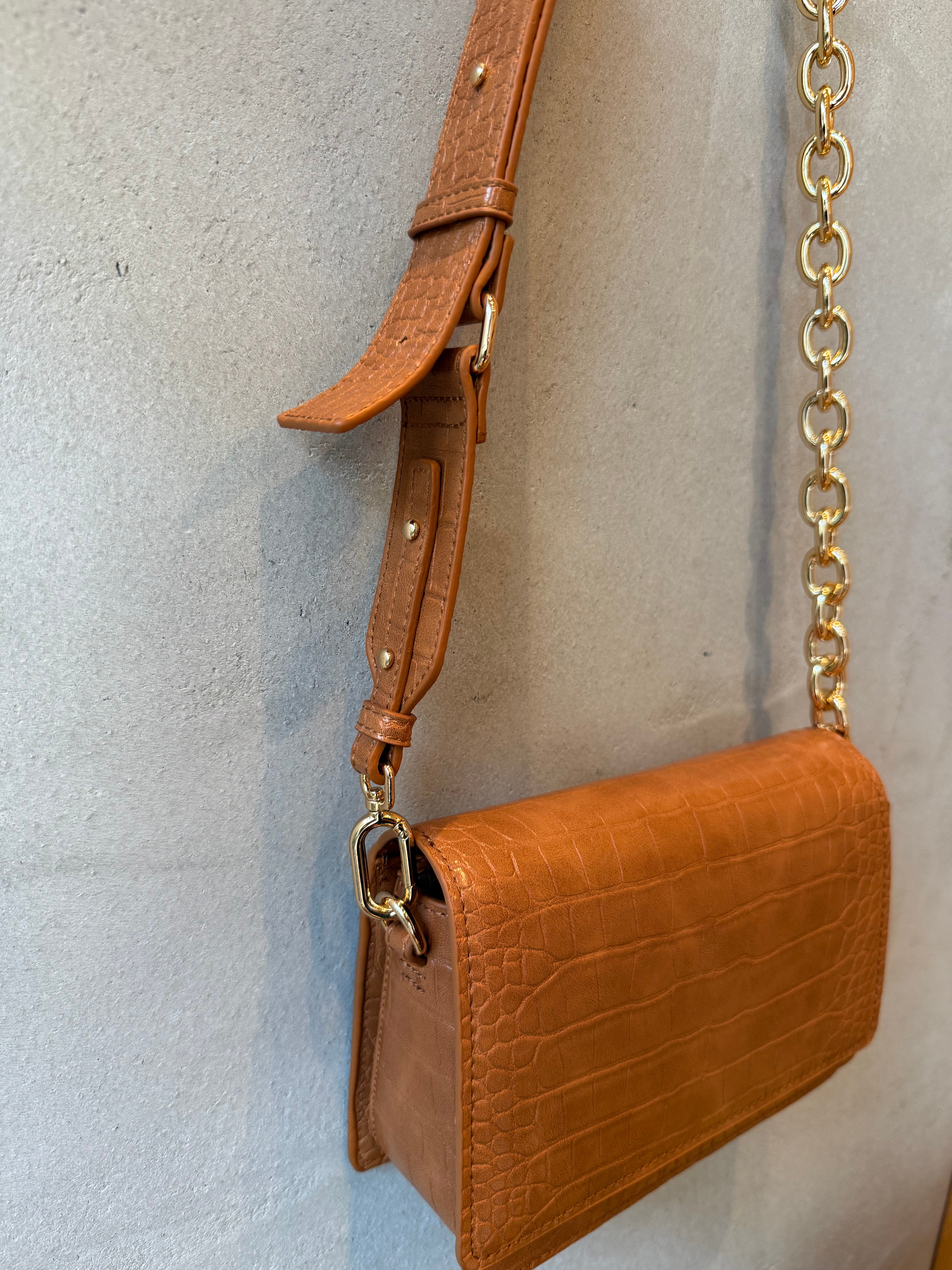 Vintage Croc-Embossed Leather Bag