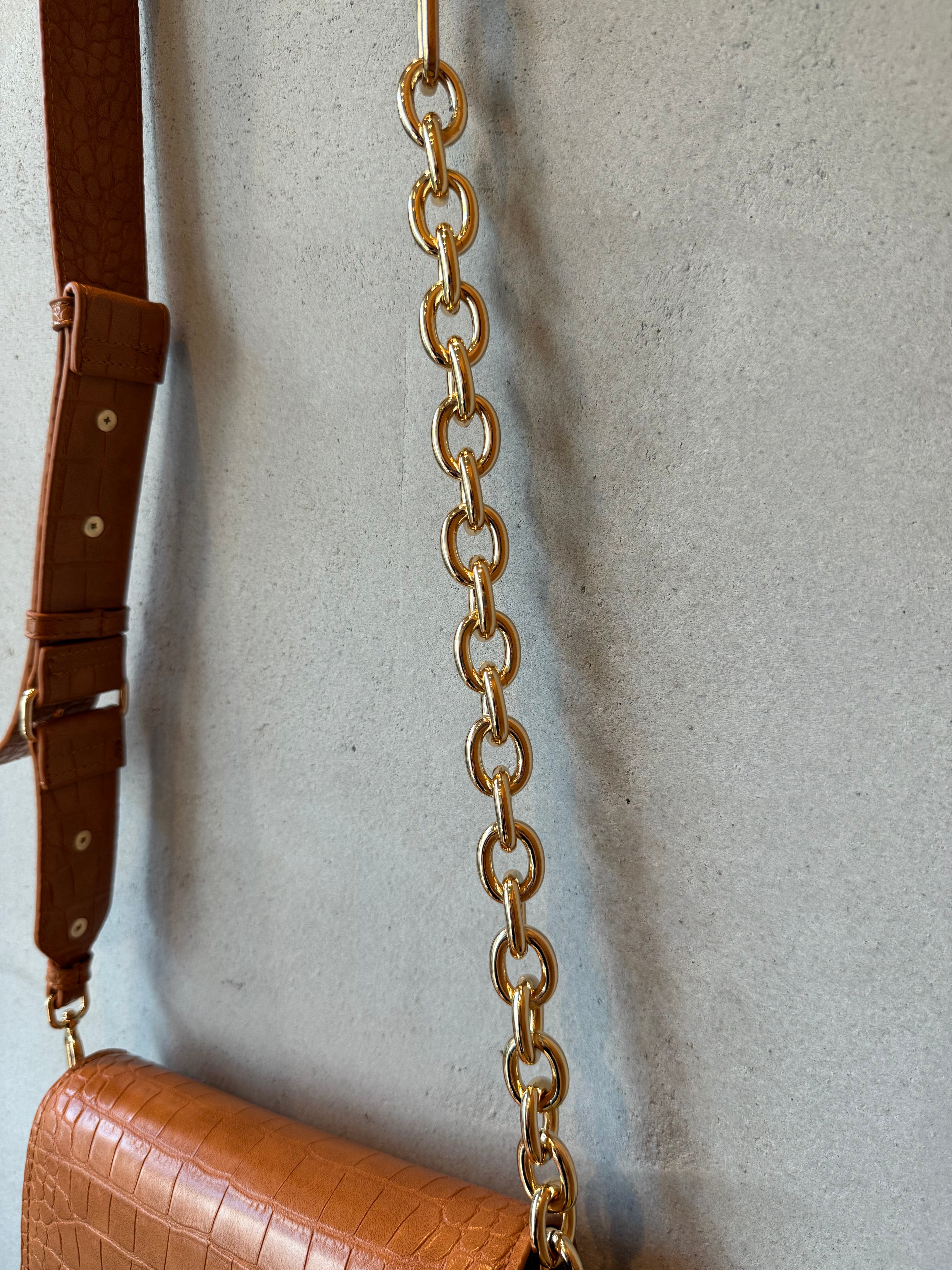 Vintage Croc-Embossed Leather Bag