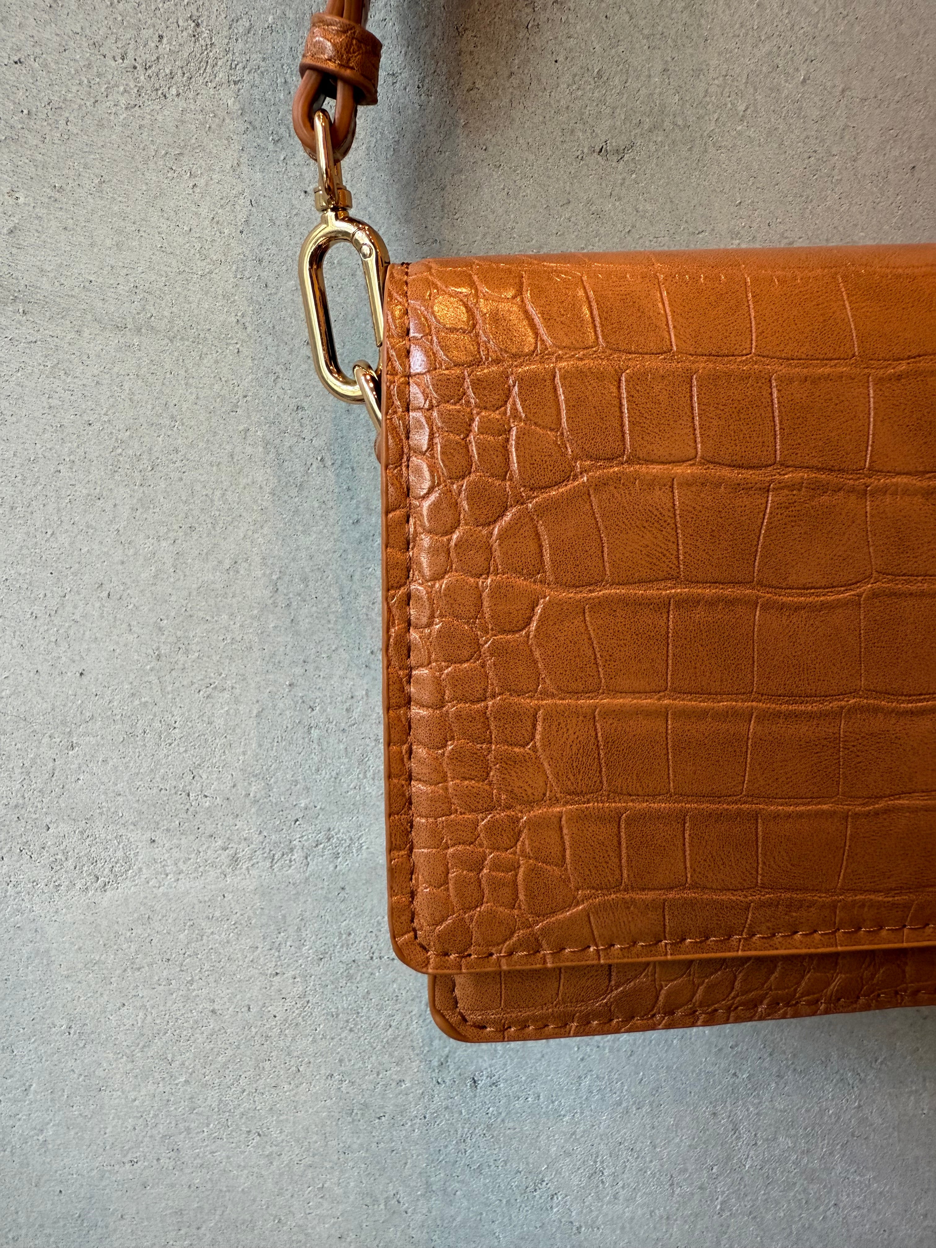 Vintage Croc-Embossed Leather Bag