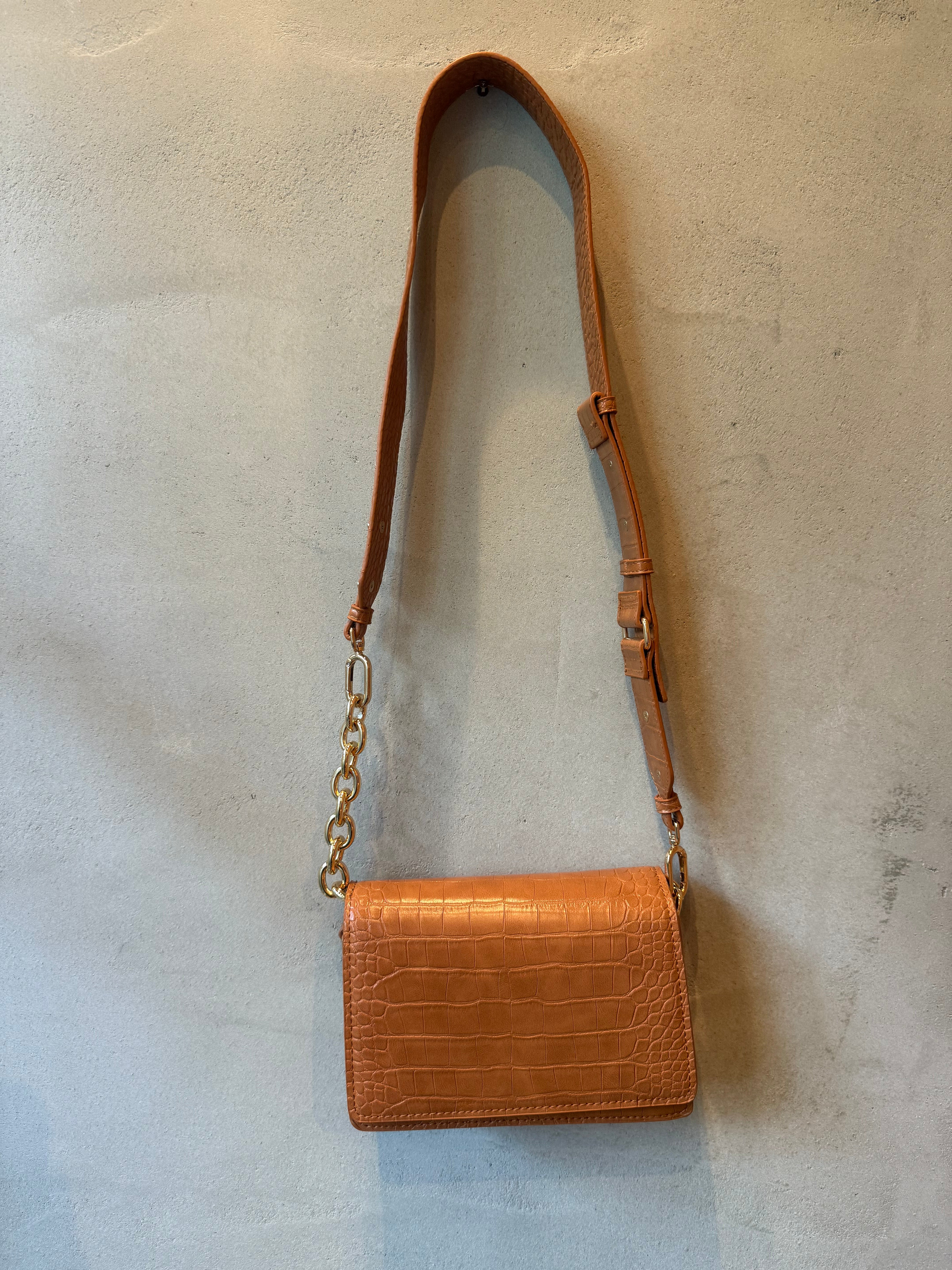 Vintage Croc-Embossed Leather Bag