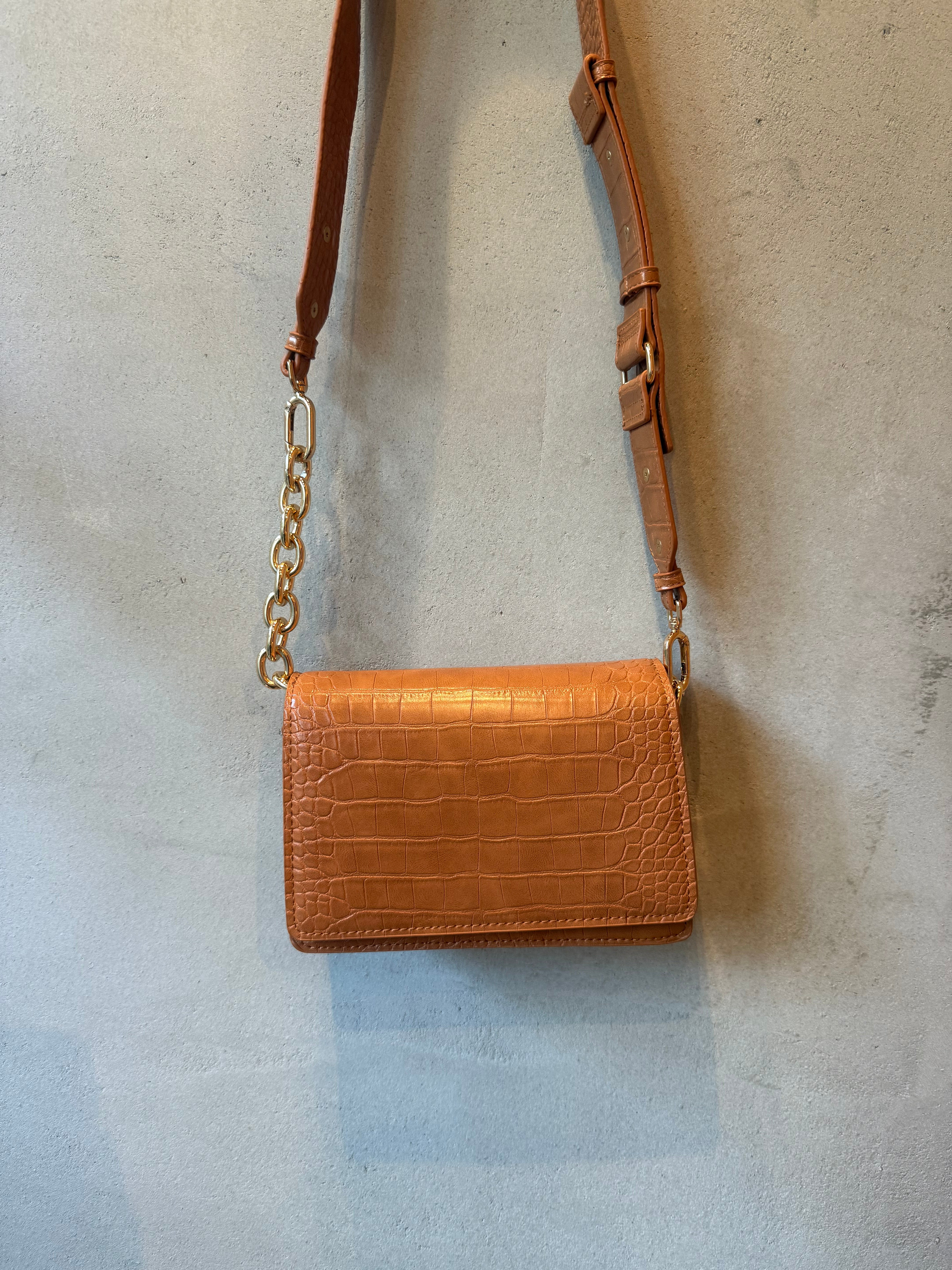 Vintage Croc-Embossed Leather Bag